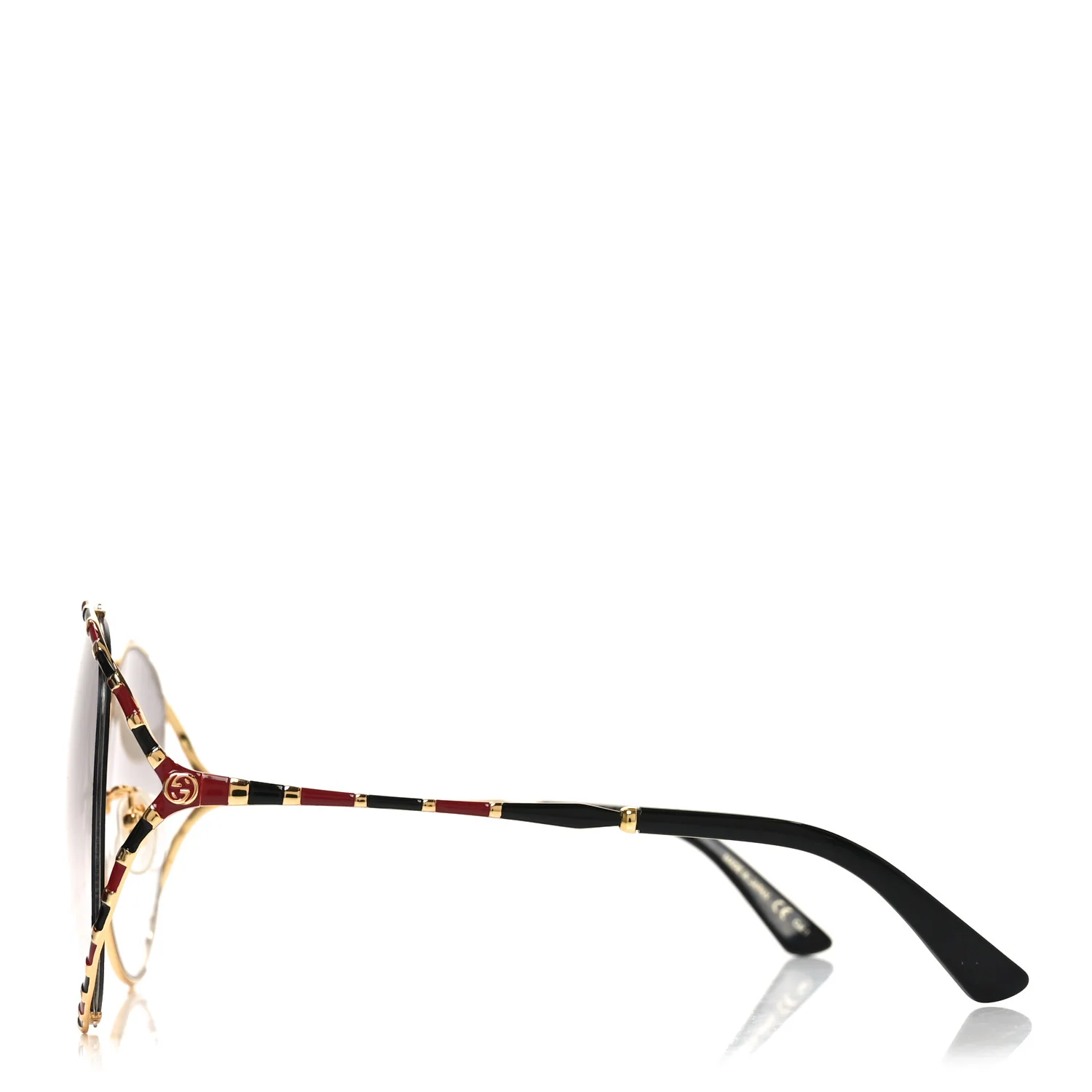 Metal Round Frame GG0595S Sunglasses Gold Black Red - Image 3