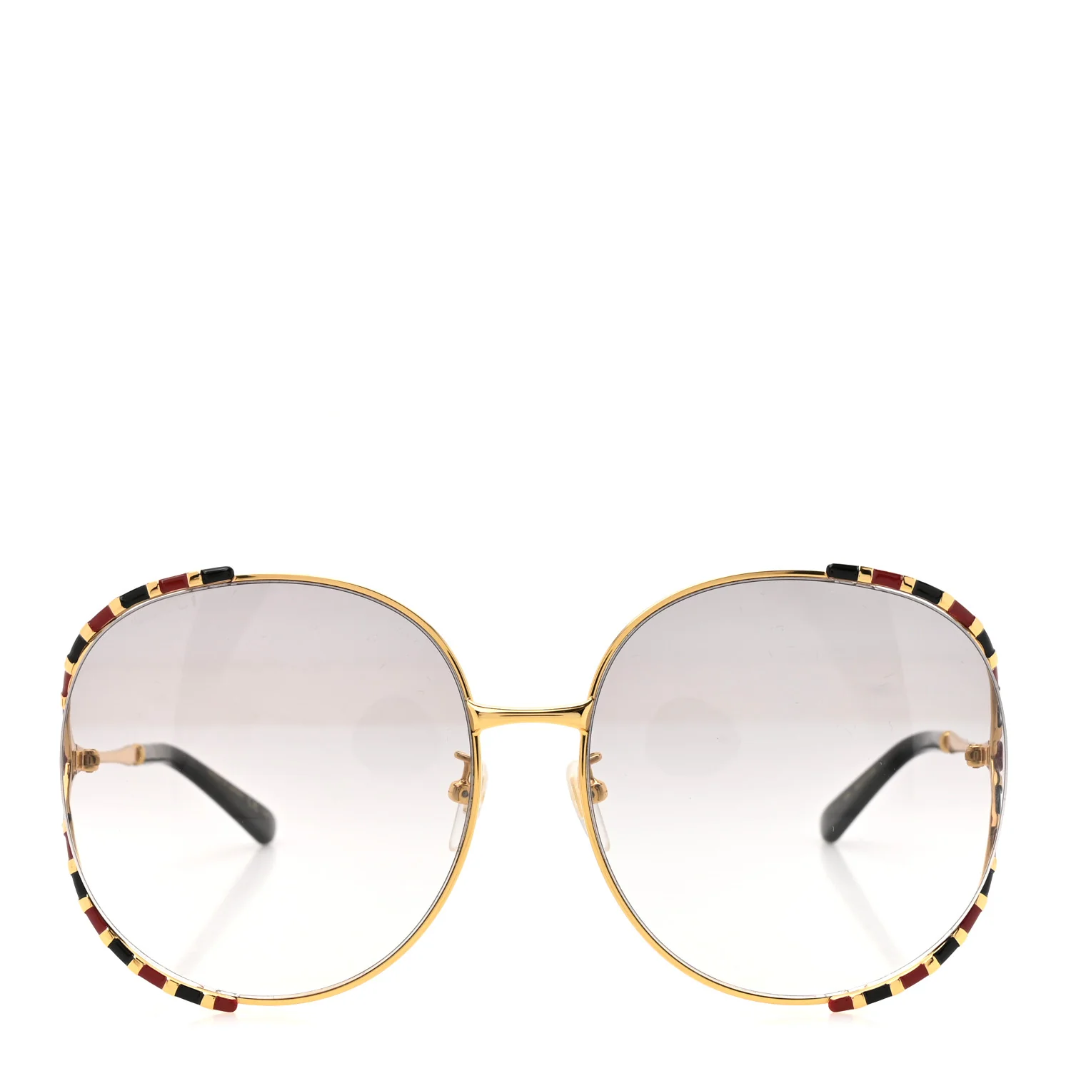 Metal Round Frame GG0595S Sunglasses Gold Black Red - Image 2