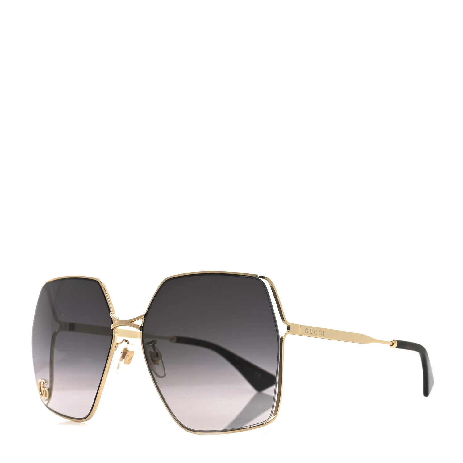 Metal Square Frame Sunglasses GG0817S Gold Grey