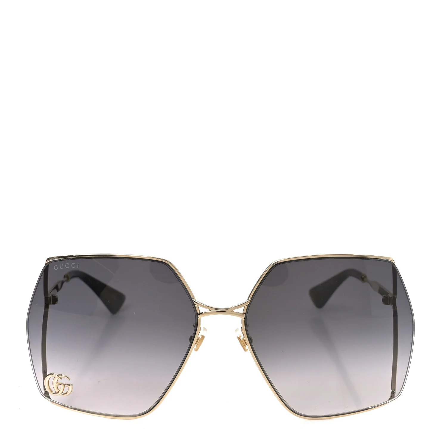 Metal Square Frame Sunglasses GG0817S Gold Grey - Image 2