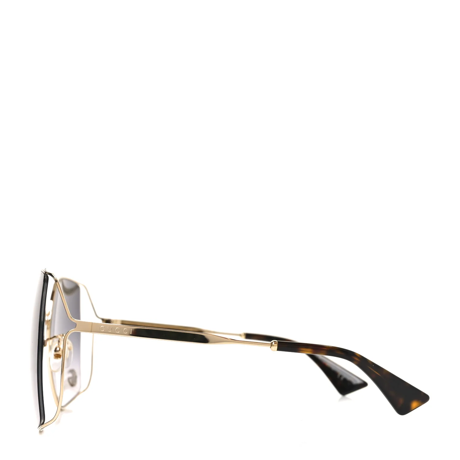 Metal Square Frame Sunglasses GG0817S Gold Grey - Image 3