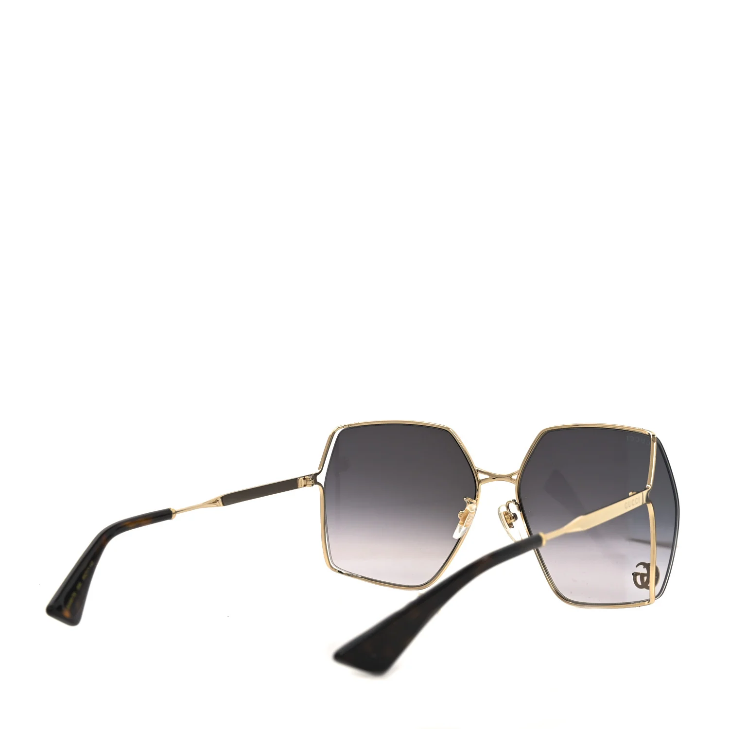 Metal Square Frame Sunglasses GG0817S Gold Grey - Image 4