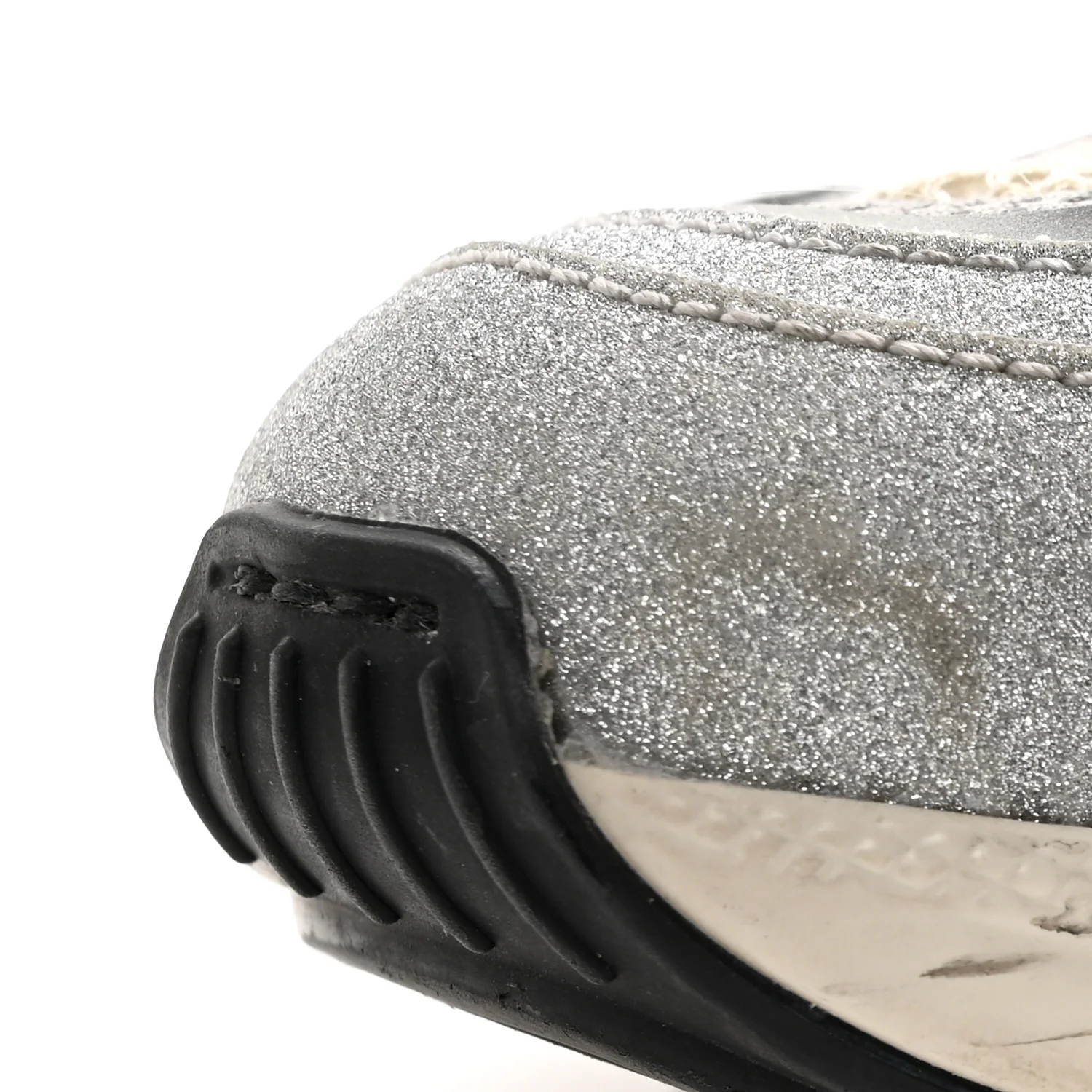 Metallic Calfskin Glitter Mesh Womens Ultrapace Sneakers 38 Silver Light Grey Mystic White - Image 9