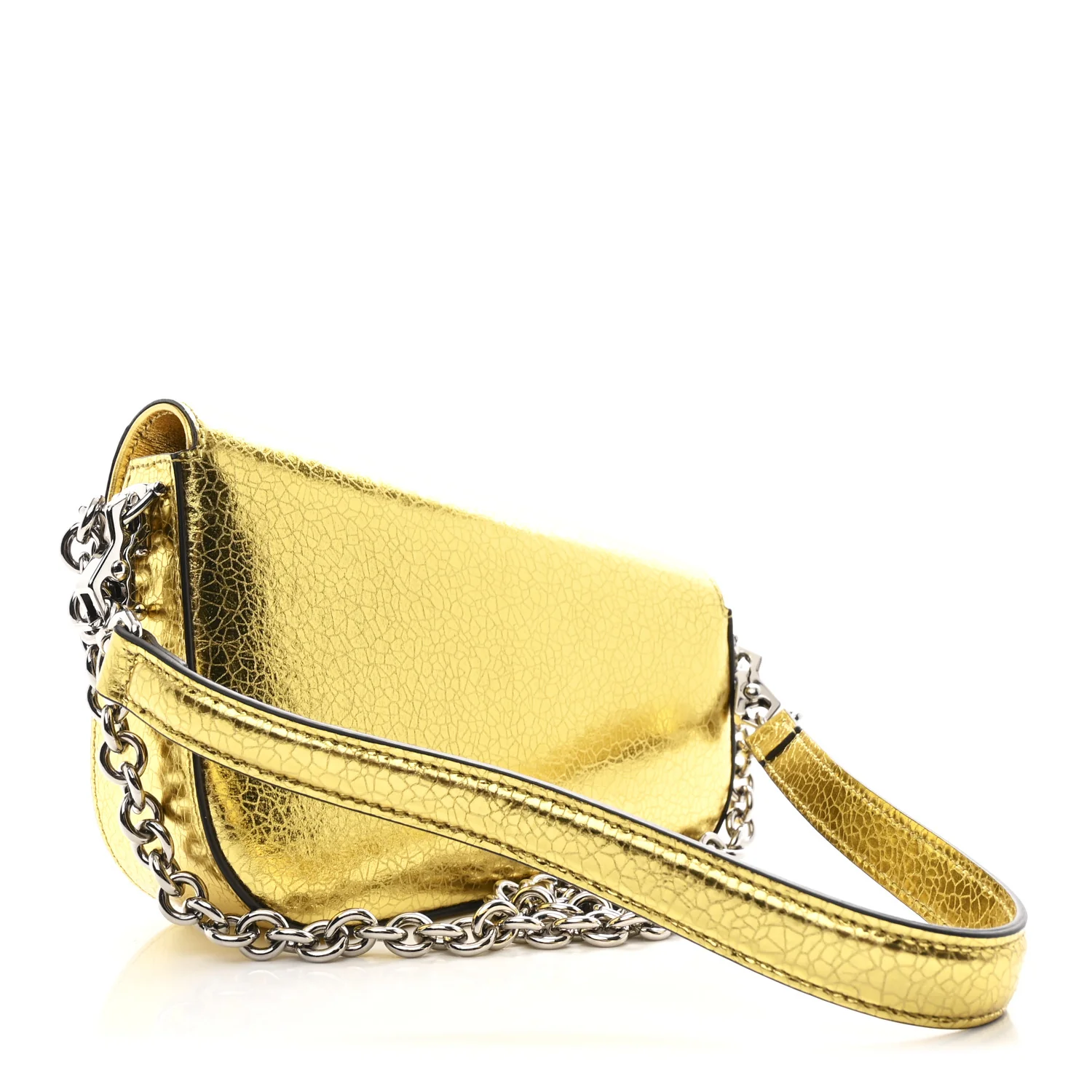 Metallic Calfskin Mini Horsebit 1955 Asymmetric Shoulder Bag Gold - Image 3