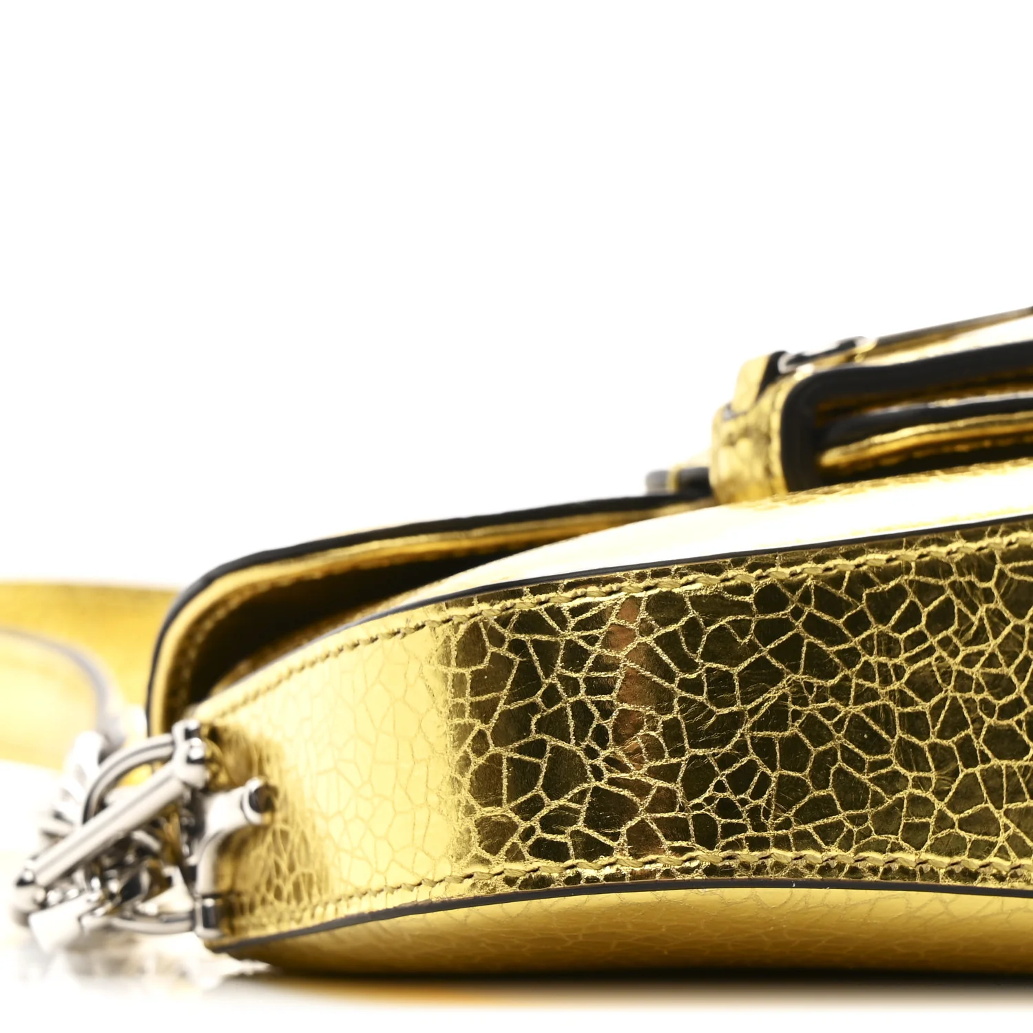 Metallic Calfskin Mini Horsebit 1955 Asymmetric Shoulder Bag Gold - Image 9