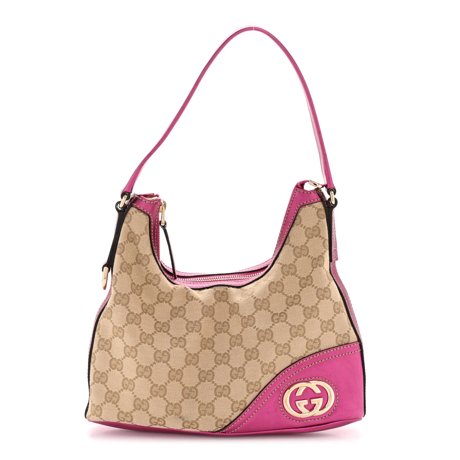 Metallic Calfskin Monogram Small New Britt Hobo Pink