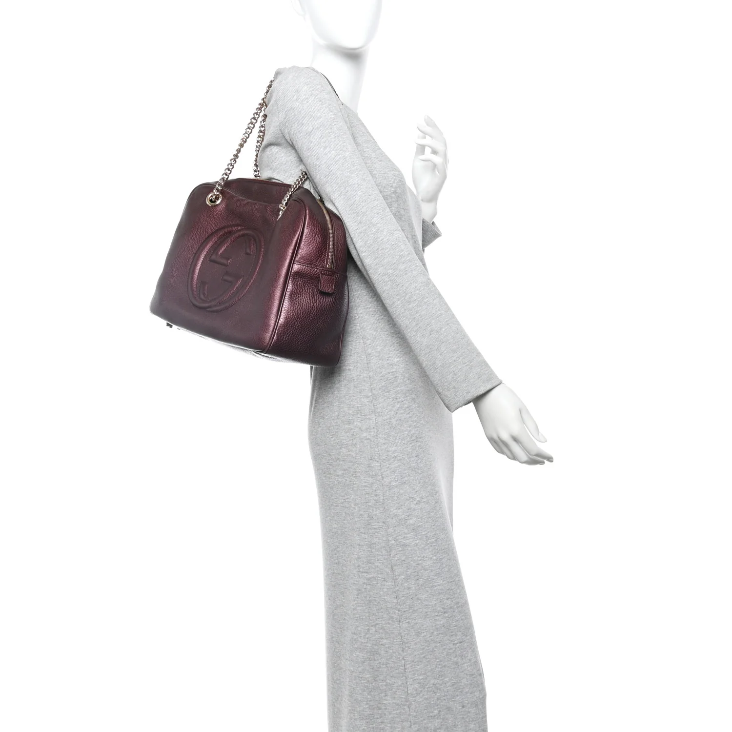 Metallic Cellarius Calfskin Medium Soho Bowler Classic Burgundy - Image 2