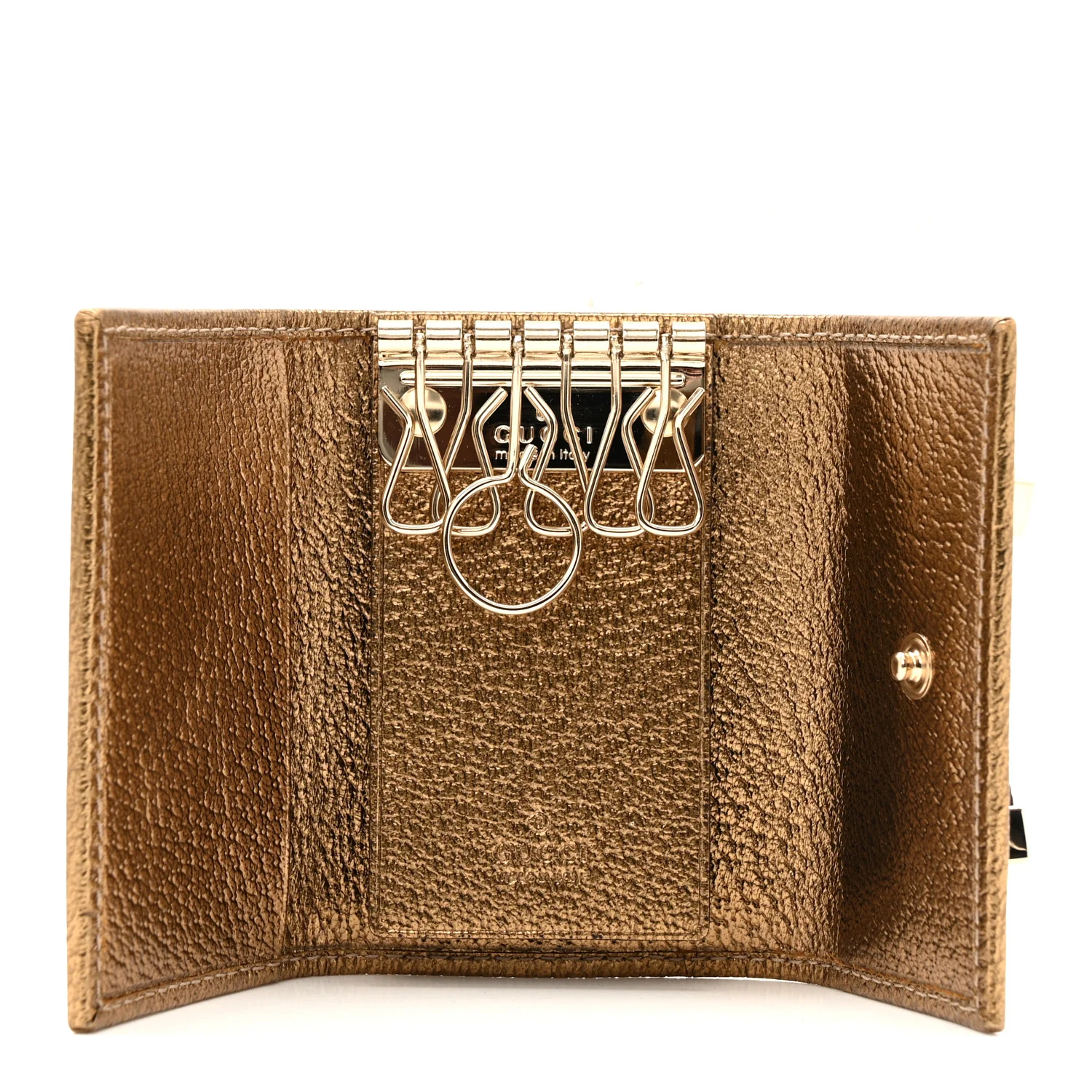 Metallic GG Supreme Monogram Bow 6 Key Holder Case    Beige Gold - Image 10