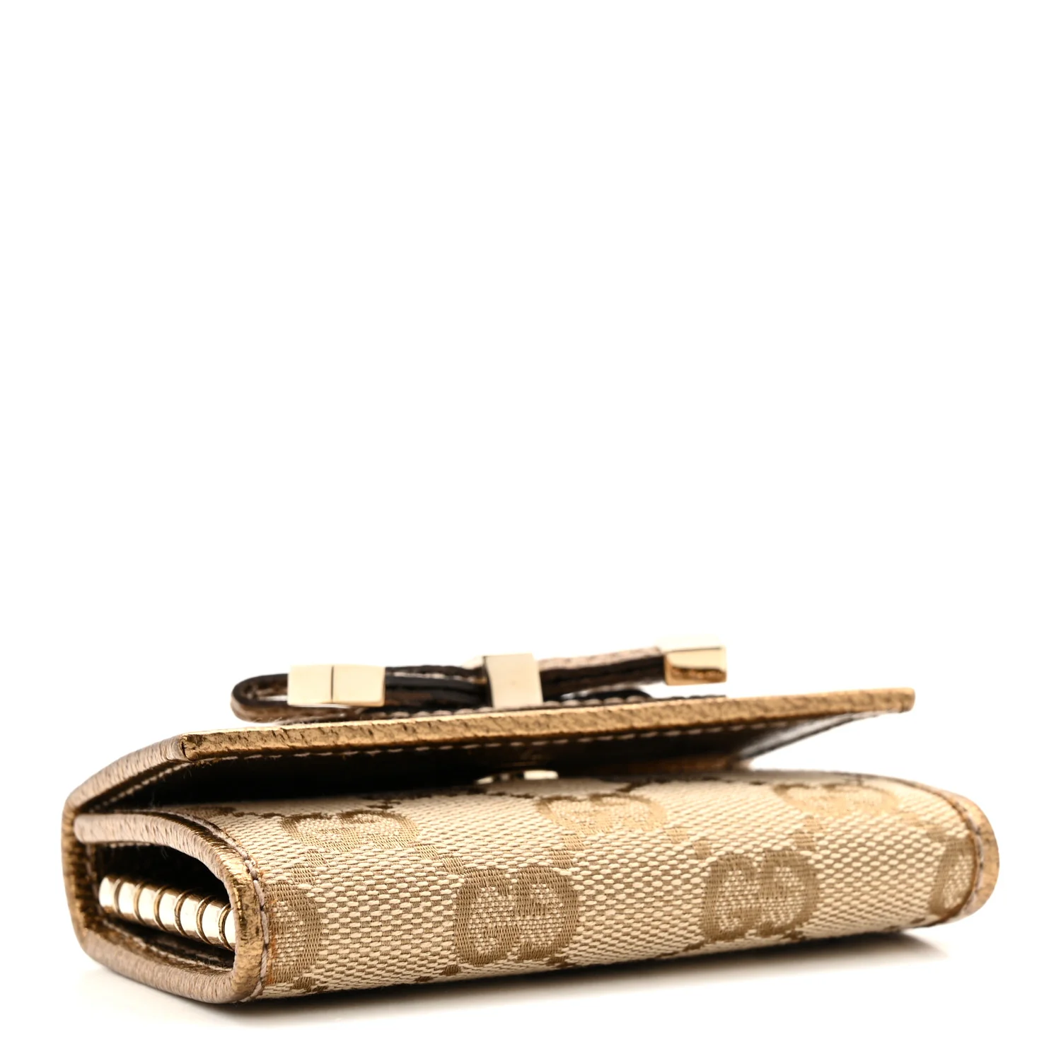 Metallic GG Supreme Monogram Bow 6 Key Holder Case    Beige Gold - Image 7