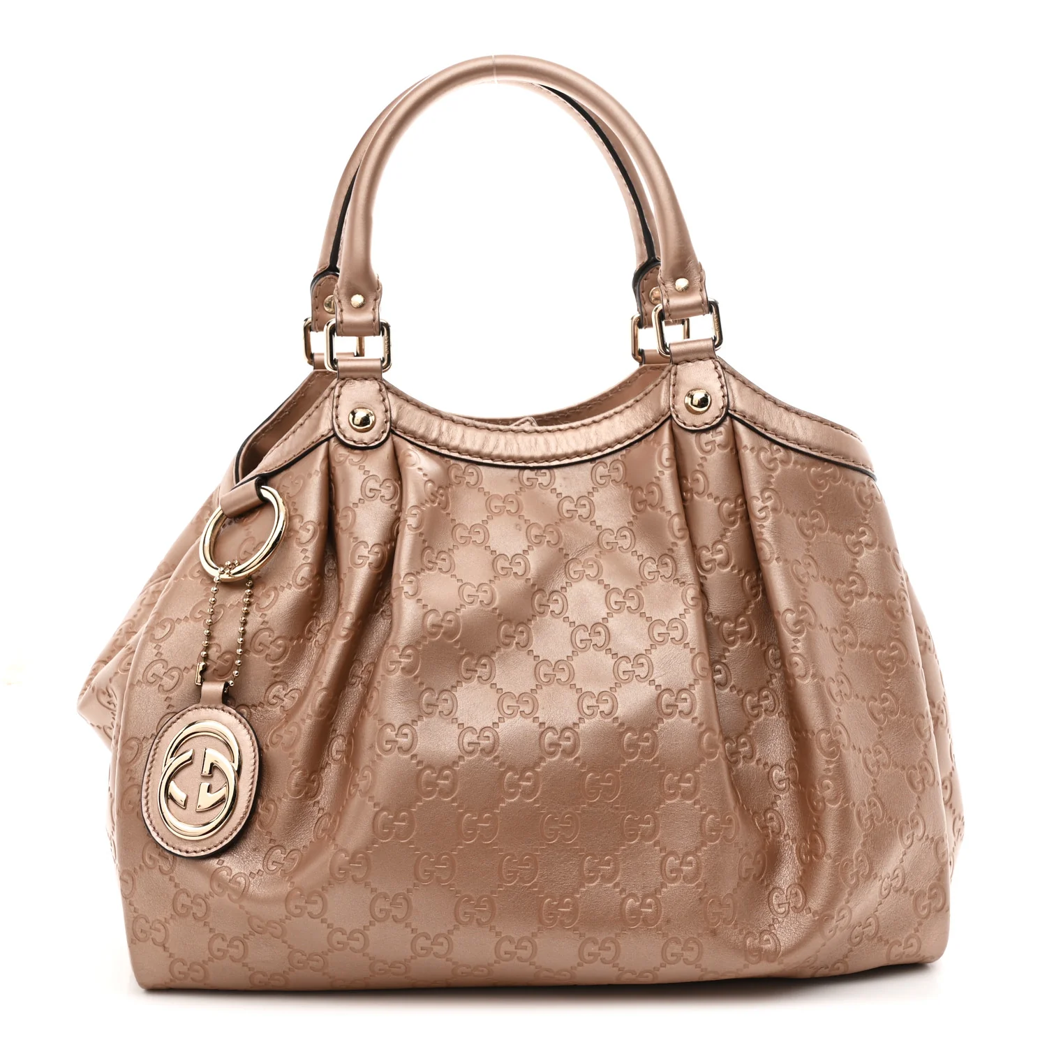 Metallic Guccissima Medium Sukey Tote Dusty Rose