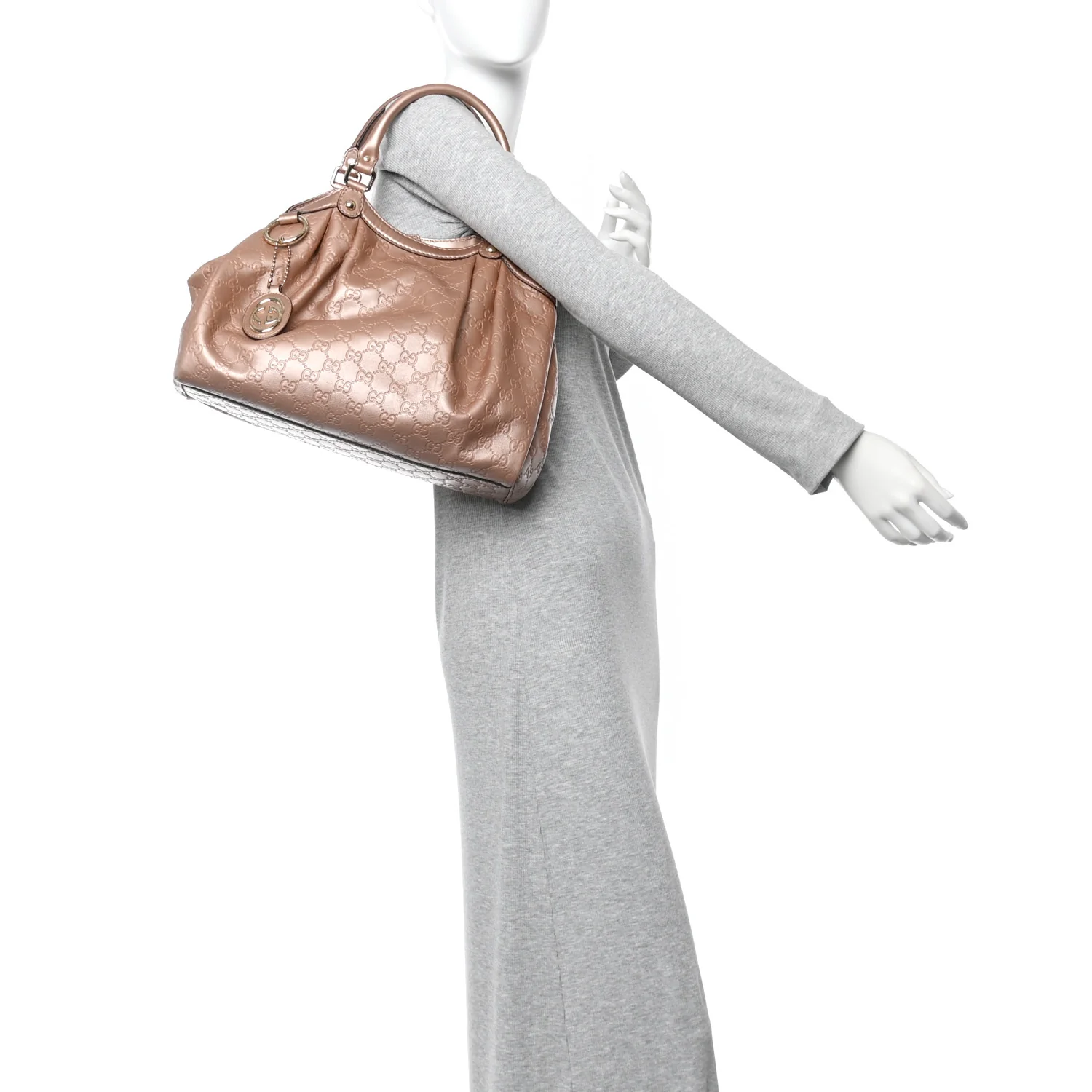 Metallic Guccissima Medium Sukey Tote Dusty Rose - Image 2