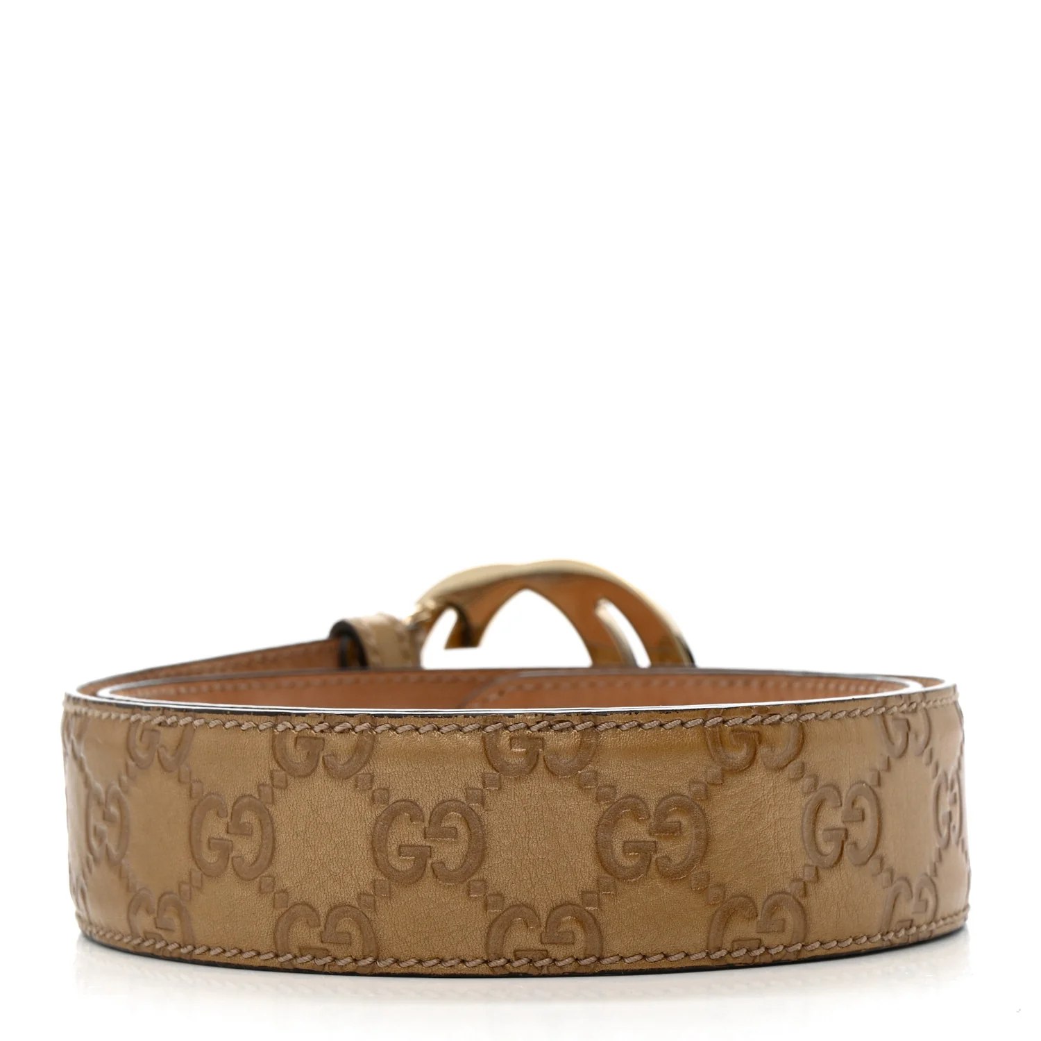 Metallic Guccissima Signature Interlocking G 40mm Belt 80 32 Cognac Brown - Image 2