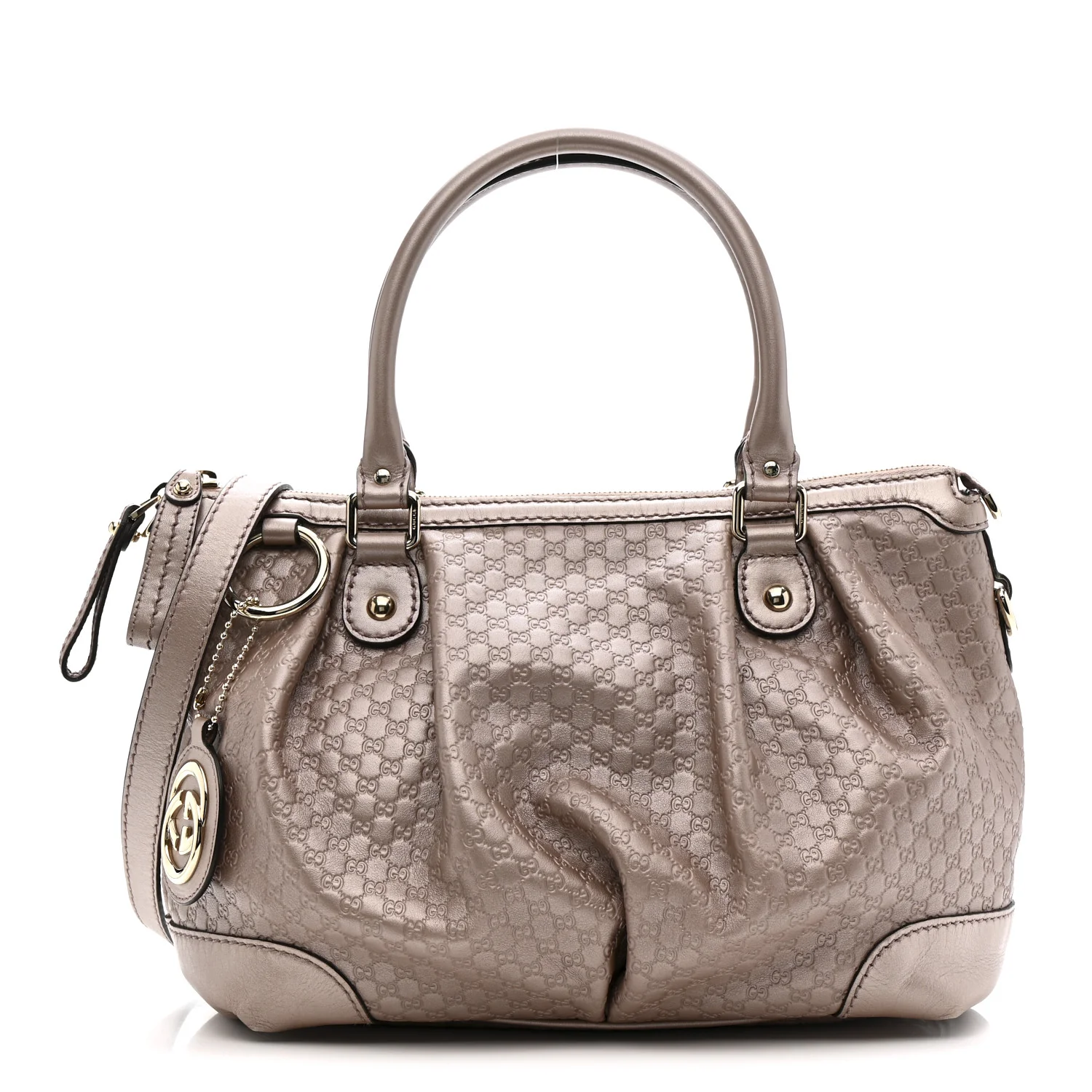 Metallic Microguccissima Medium Sukey Top Handle Bag Dark Cipria