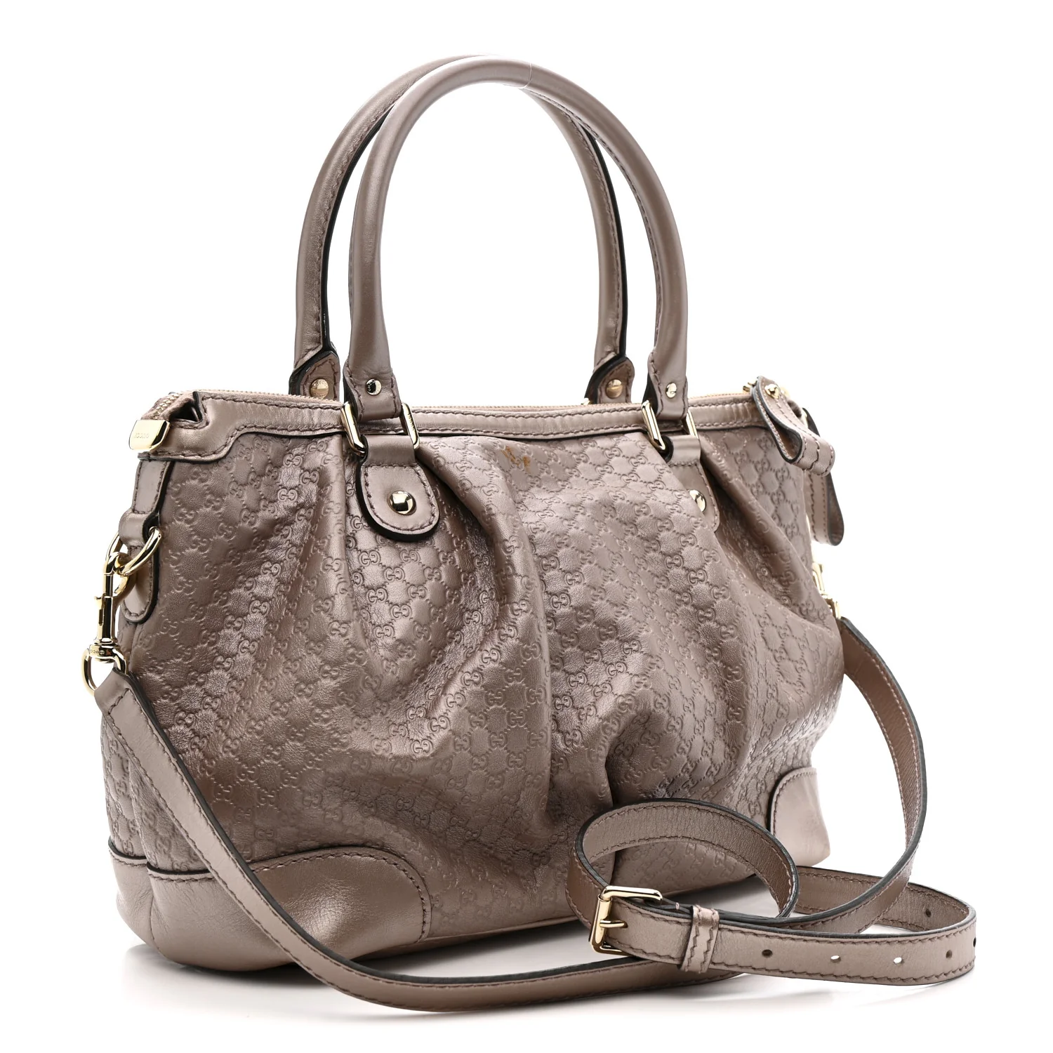 Metallic Microguccissima Medium Sukey Top Handle Bag Dark Cipria - Image 3