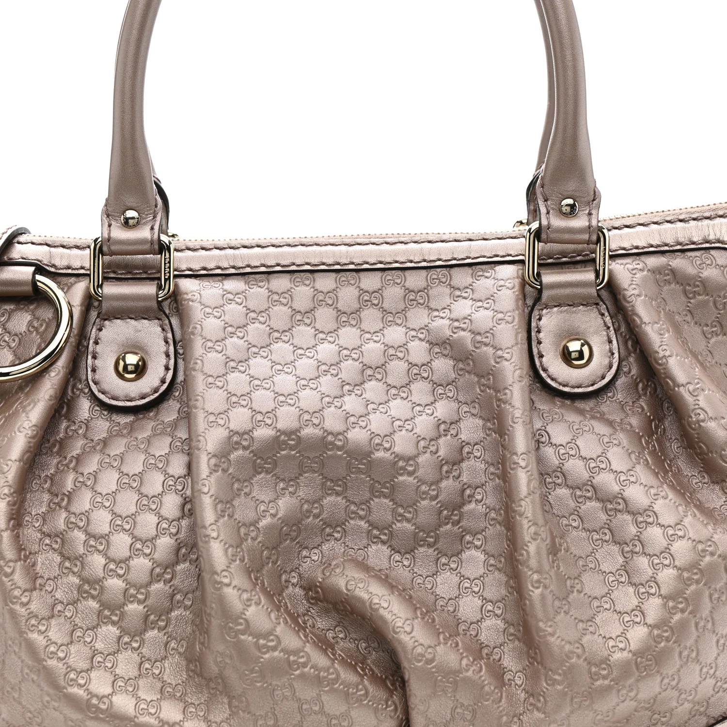Metallic Microguccissima Medium Sukey Top Handle Bag Dark Cipria - Image 8