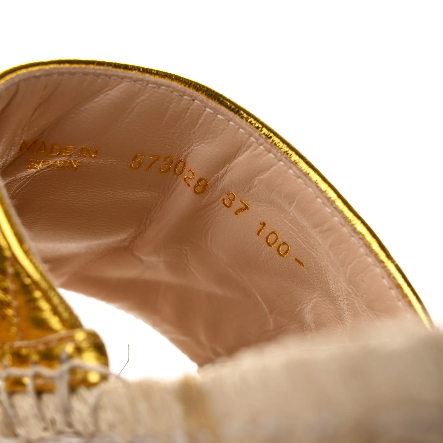 Metallic Nappa Matelasse GG Marmont Espadrille Slide Sandals 37 Oro - Image 9