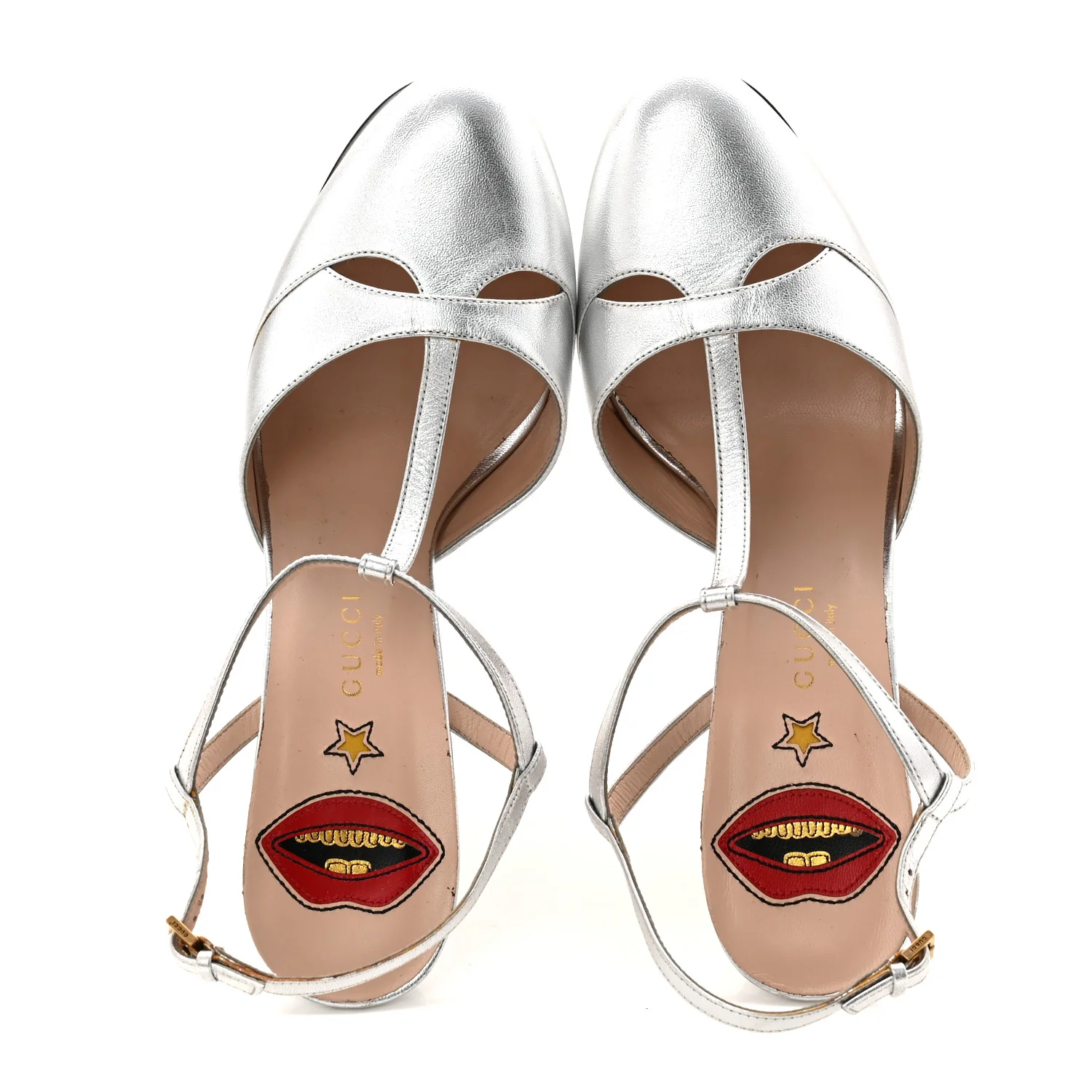 Metallic Nappa Silk Angel T-Strap Platform High Heel Pumps 40 Argento - Image 2