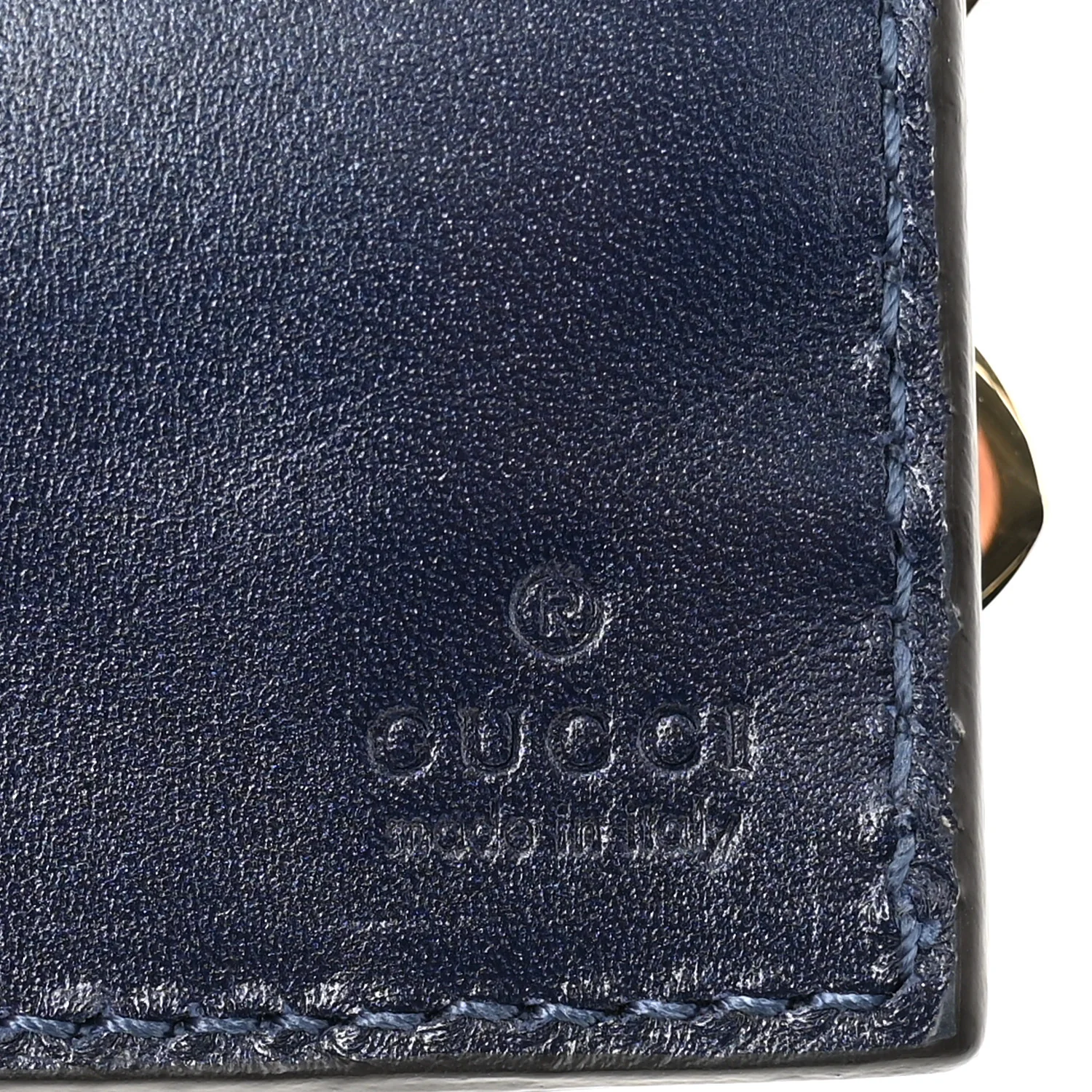Metallic Patent Microguccissima Signature Chain Wallet Navy - Image 7