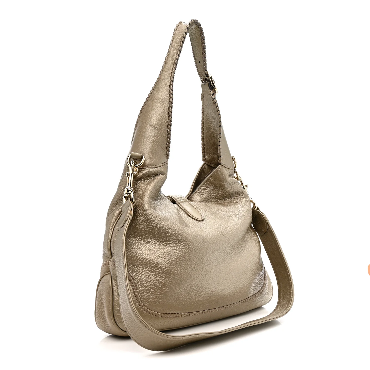 Metallic Pebbled Calfskin Medium New Jackie Hobo Gold - Image 3