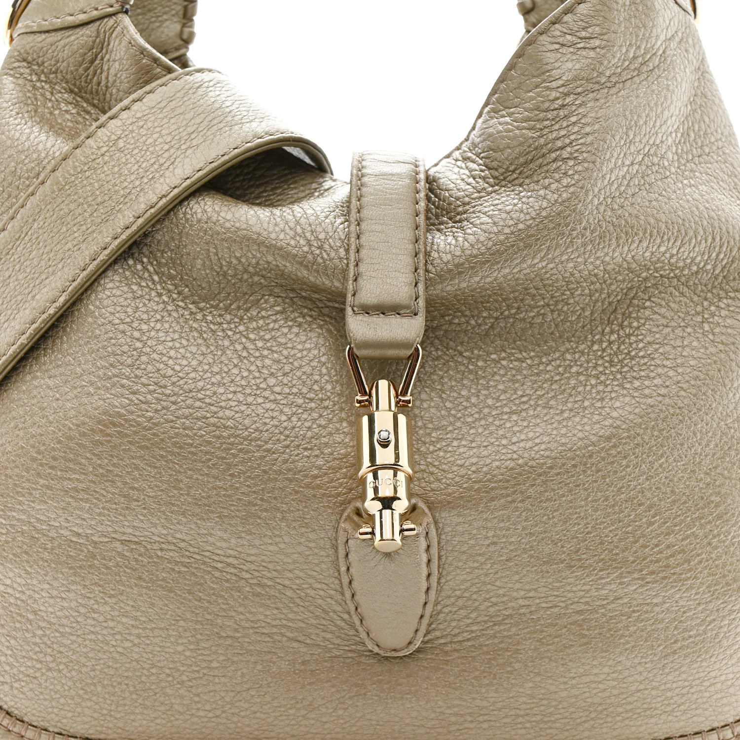 Metallic Pebbled Calfskin Medium New Jackie Hobo Gold - Image 8