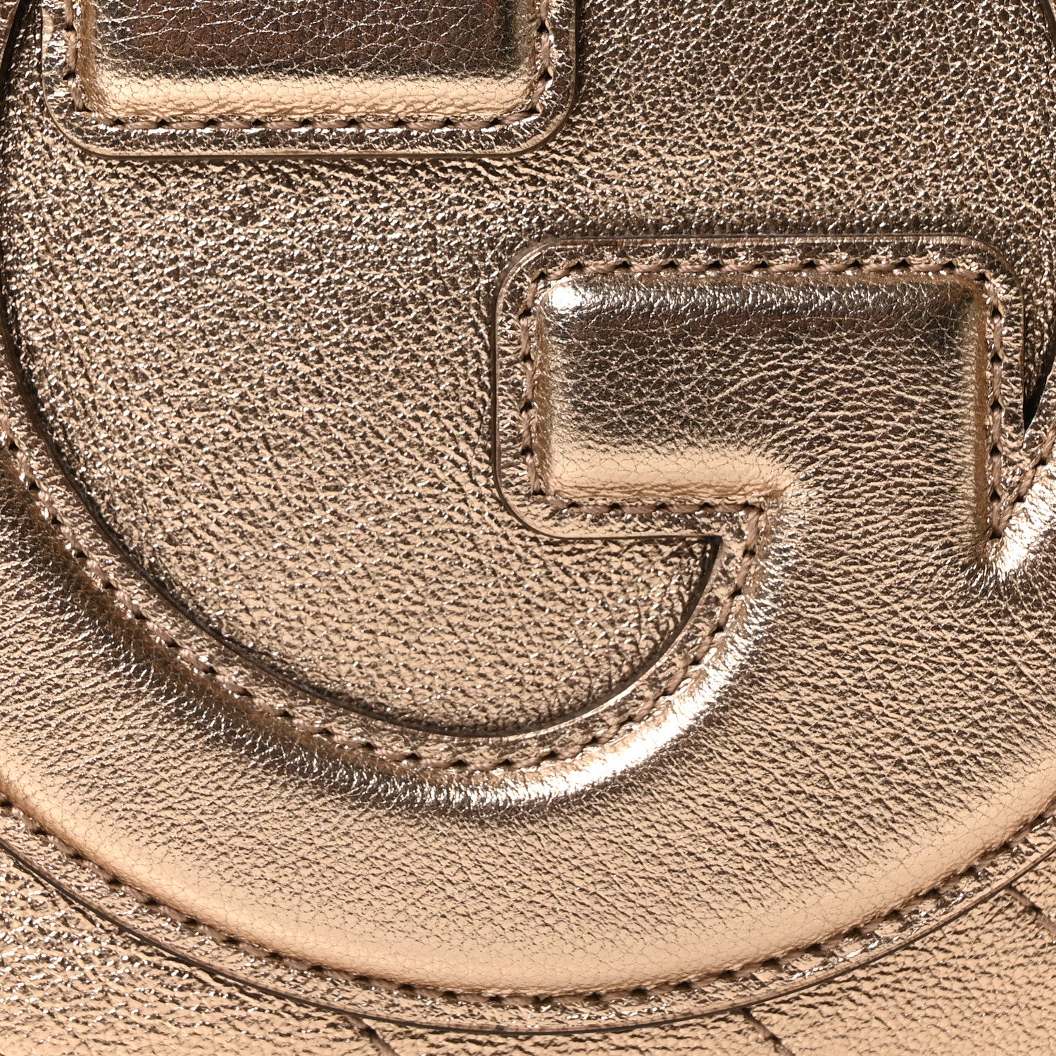 Metallic Sakai Be Green Calfskin Diagonal Stitched Small Blondie Shoulder Bag Golden Beige - Image 8