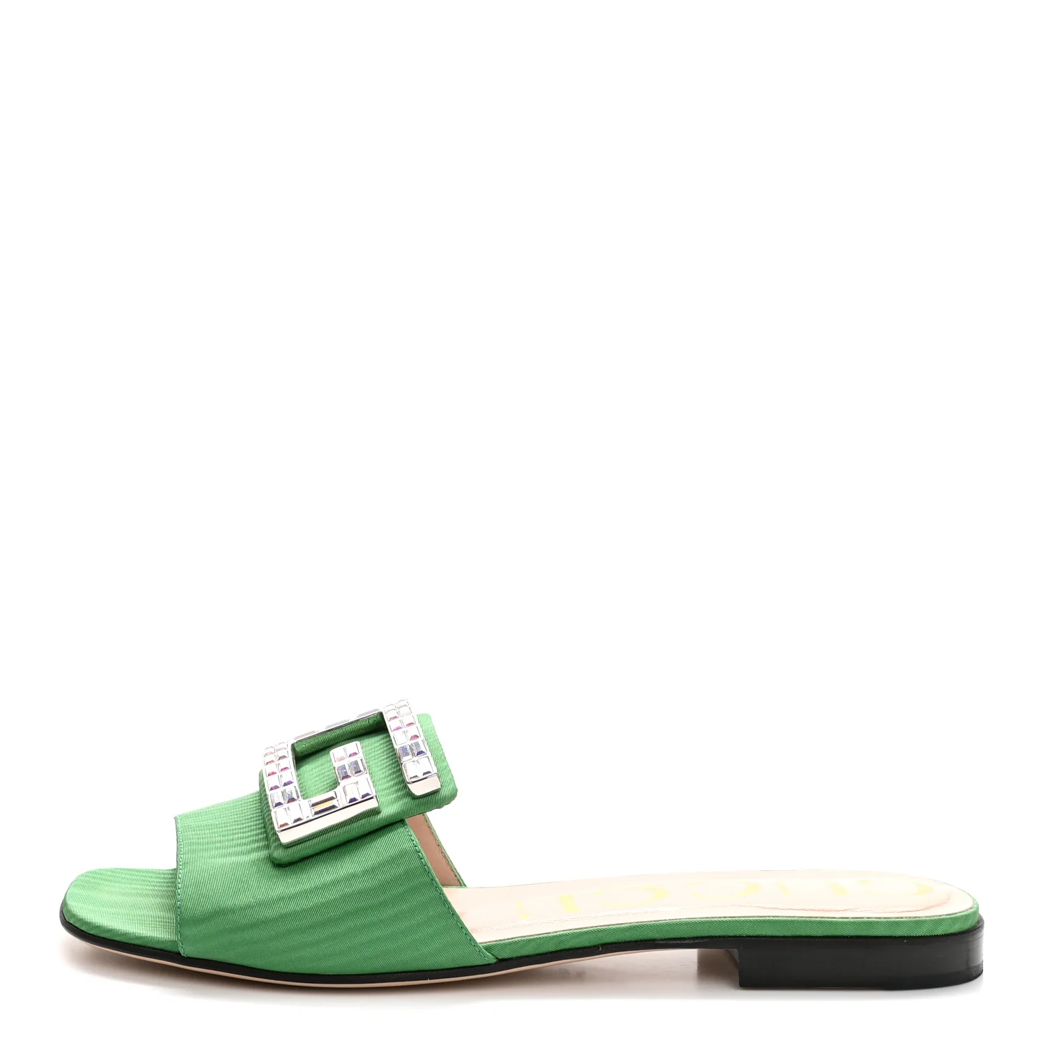 Moire Fabric Crystal Square G Madelyn Slide Sandals 37 New Shamarock