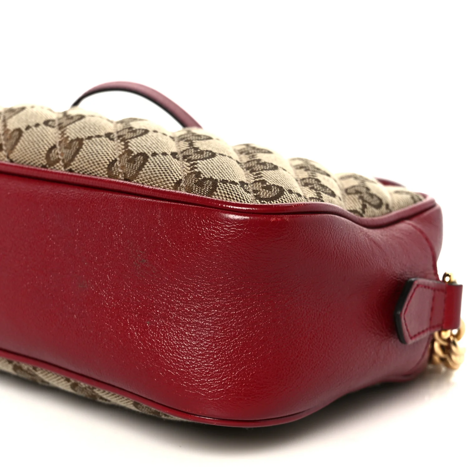 Monogram Azalea Calfskin Matelasse Diagonal Small GG Marmont Chain Shoulder Bag Beige Ebony New Cherry Red - Image 11