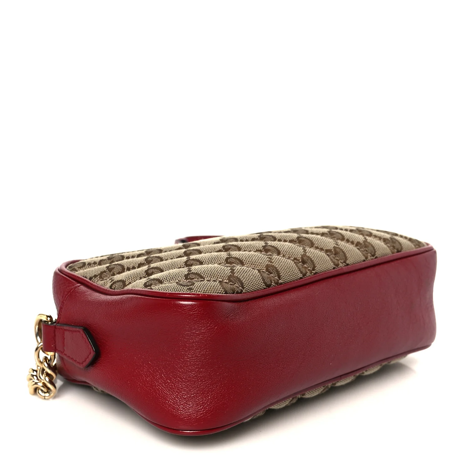 Monogram Azalea Calfskin Matelasse Diagonal Small GG Marmont Chain Shoulder Bag Beige Ebony New Cherry Red - Image 4