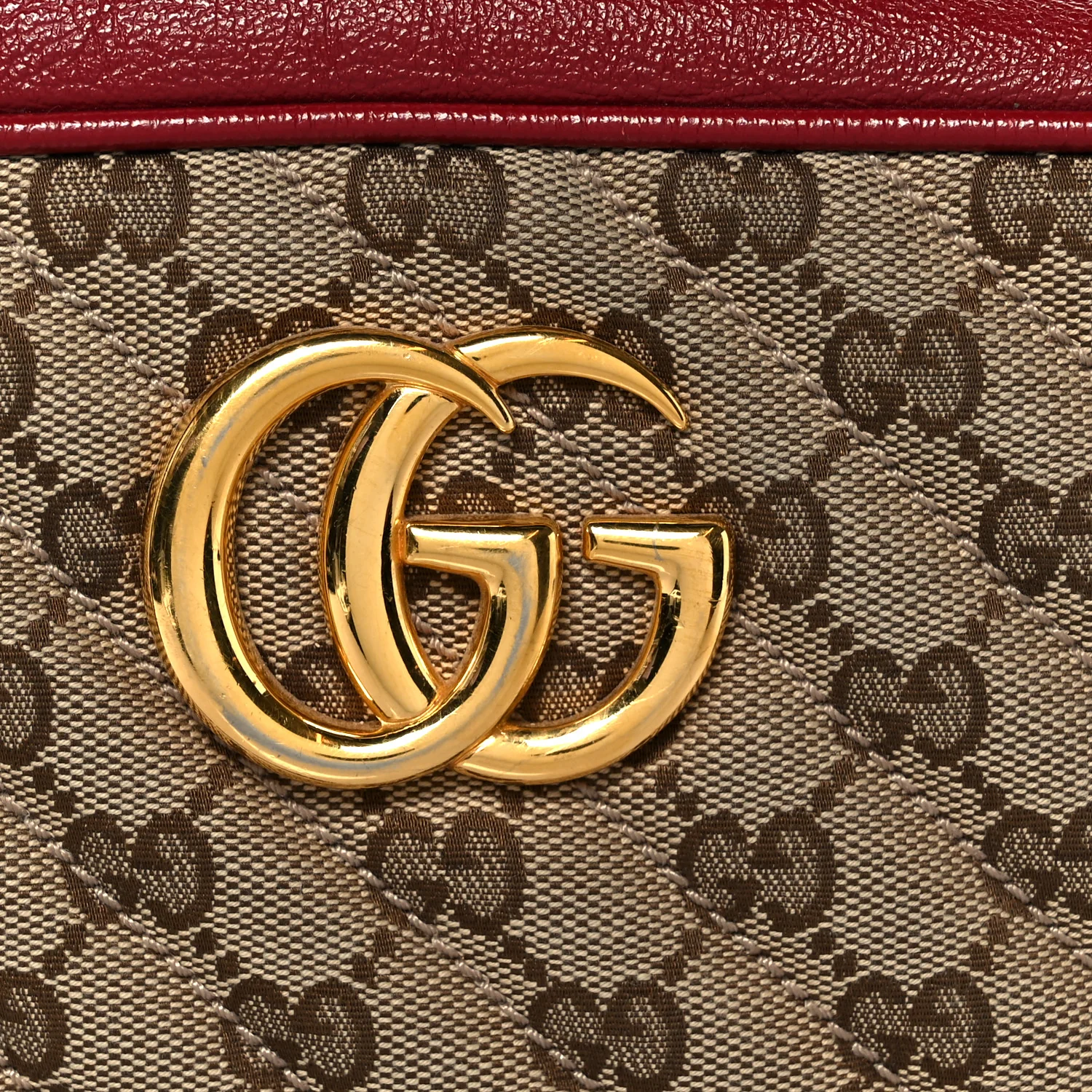 Monogram Azalea Calfskin Matelasse Diagonal Small GG Marmont Chain Shoulder Bag Beige Ebony New Cherry Red - Image 9
