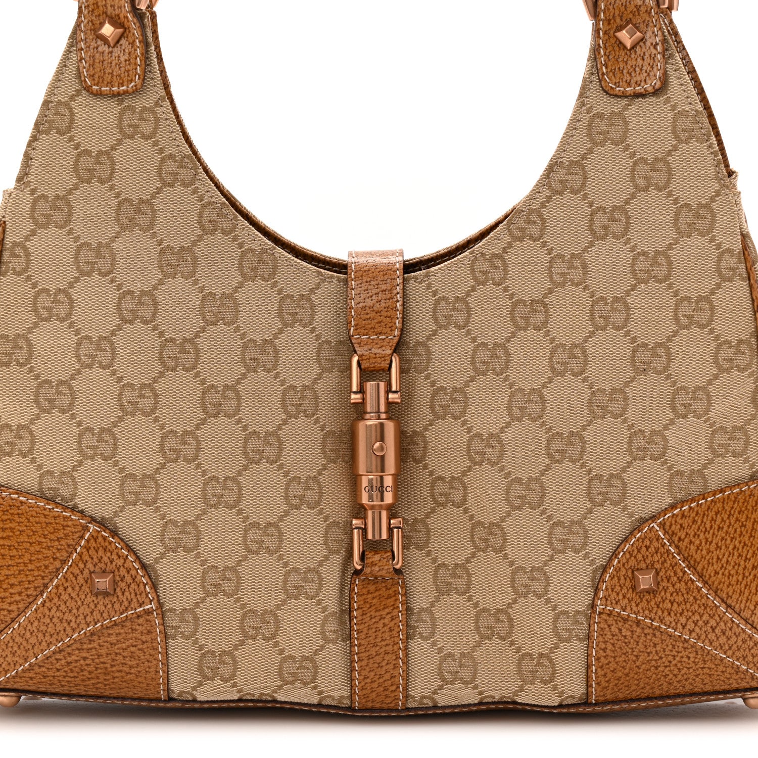 Monogram Calfskin Large Bardot Shoulder Bag Light Brown - Image 8