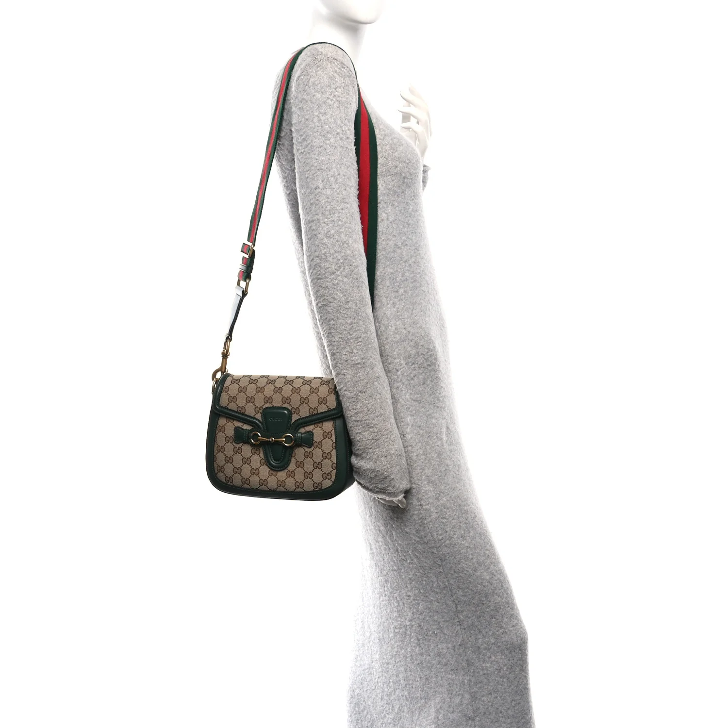 Monogram Calfskin Medium Lady Web Shoulder Bag Beige Green - Image 2