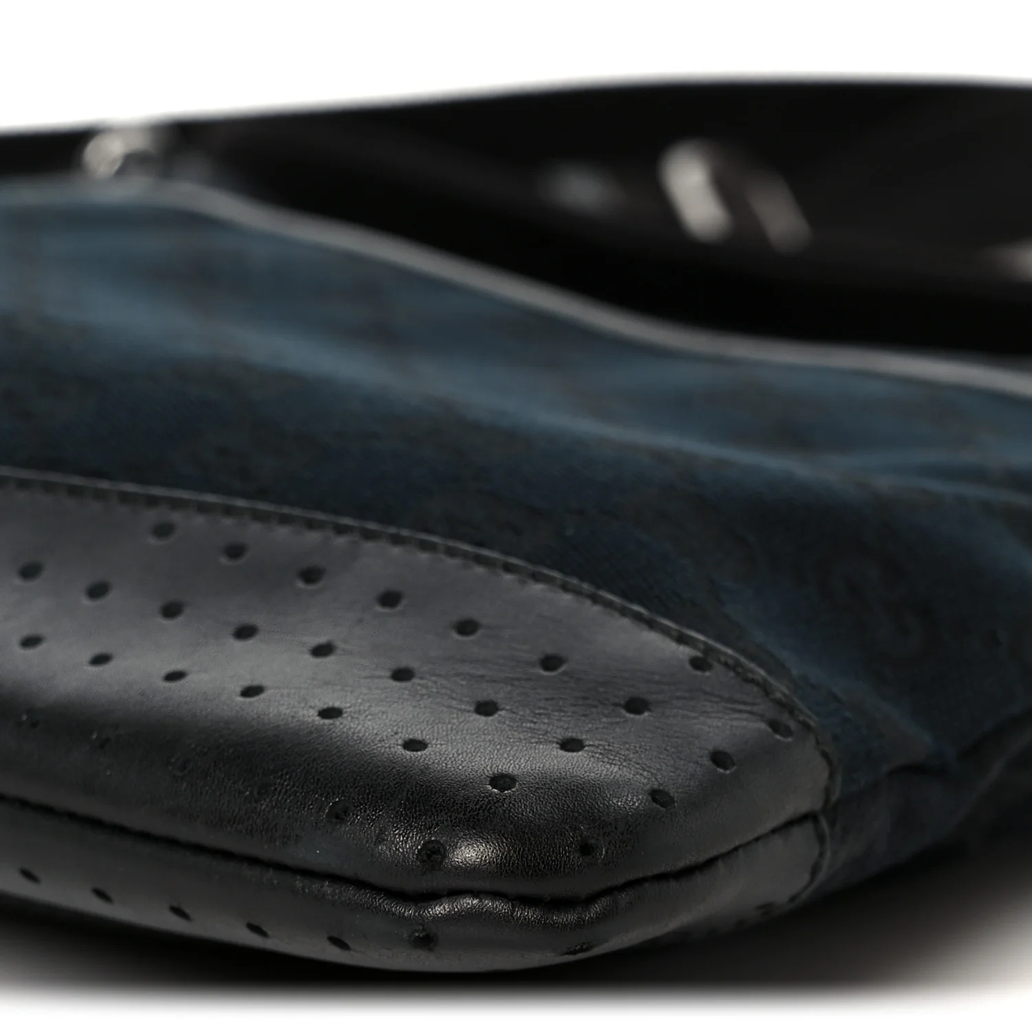 Monogram Calfskin Perforated Medium Flat Messenger Bag Black - Image 11