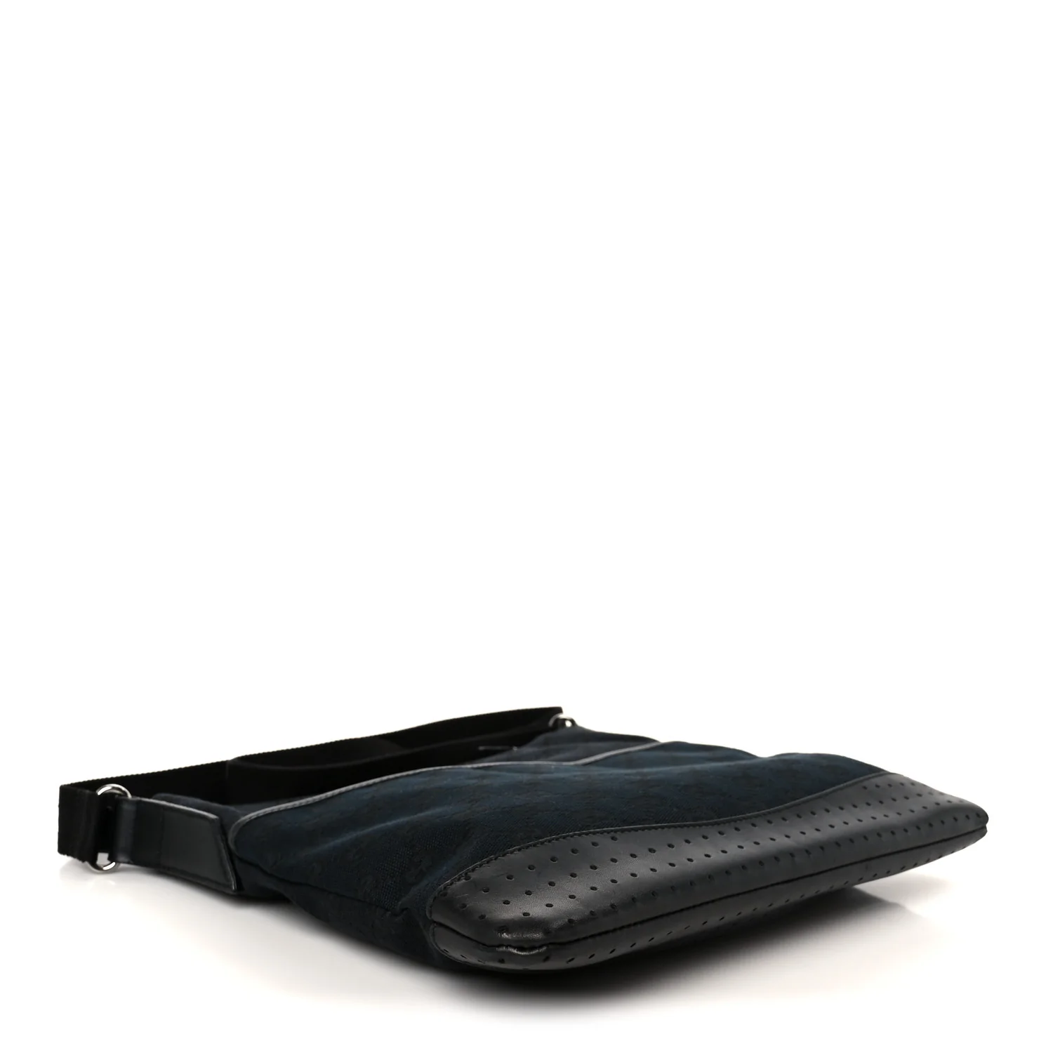 Monogram Calfskin Perforated Medium Flat Messenger Bag Black - Image 4