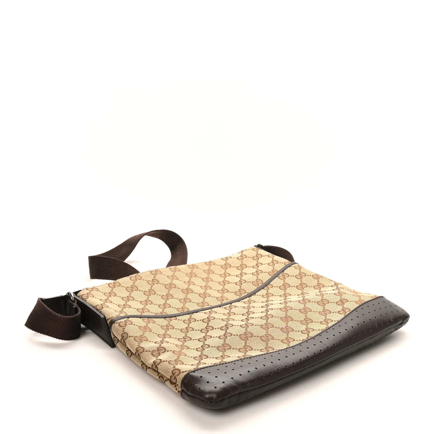 Monogram Calfskin Perforated Medium Flat Messenger Bag Dark Brown - Image 4