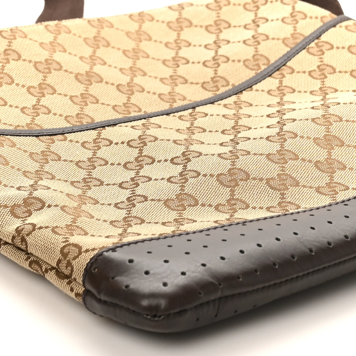 Monogram Calfskin Perforated Medium Flat Messenger Bag Dark Brown - Image 9