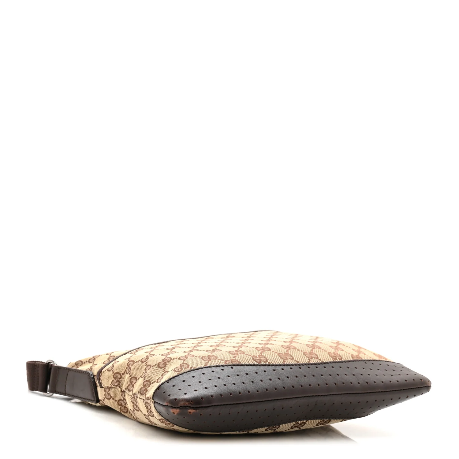 Monogram Calfskin Perforated Medium Flat Messenger Bag Dark Brown - Image 4