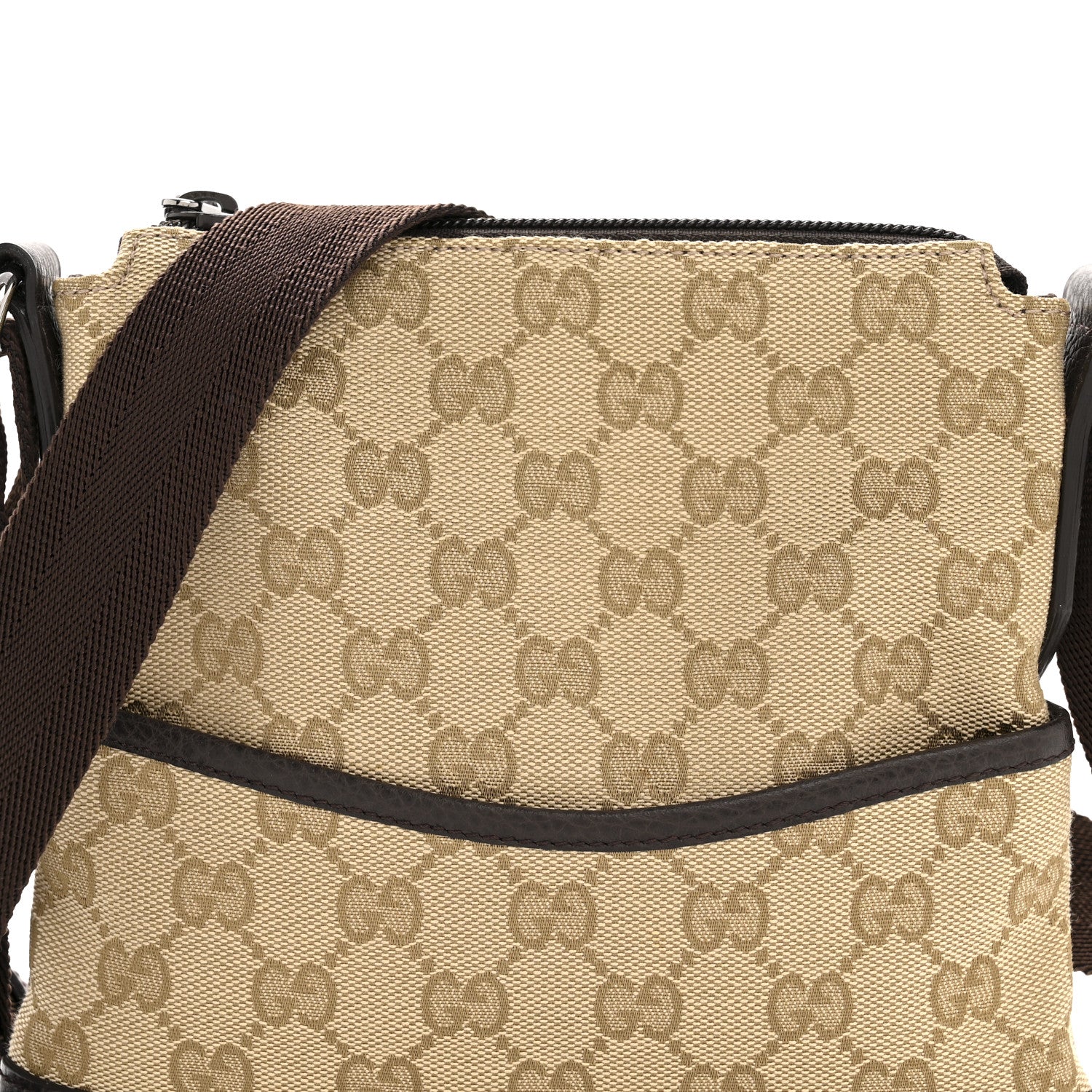 Monogram Calfskin Small Flat Messenger Bag Dark Brown - Image 8