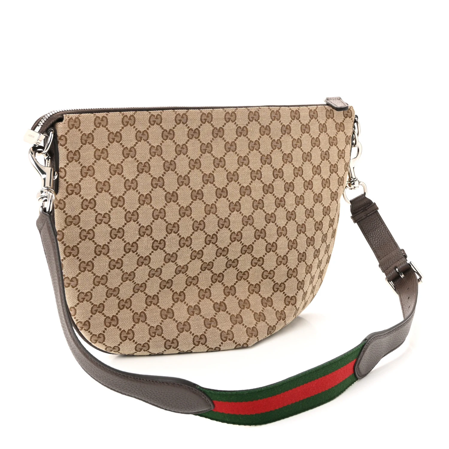 Monogram Calfskin Web Medium B Shoulder Bag Beige Brown - Image 3