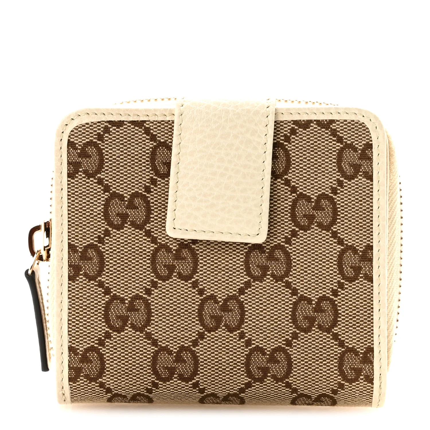 Monogram Dollar Calfskin Zip Around French Wallet Beige Ebony Avoire