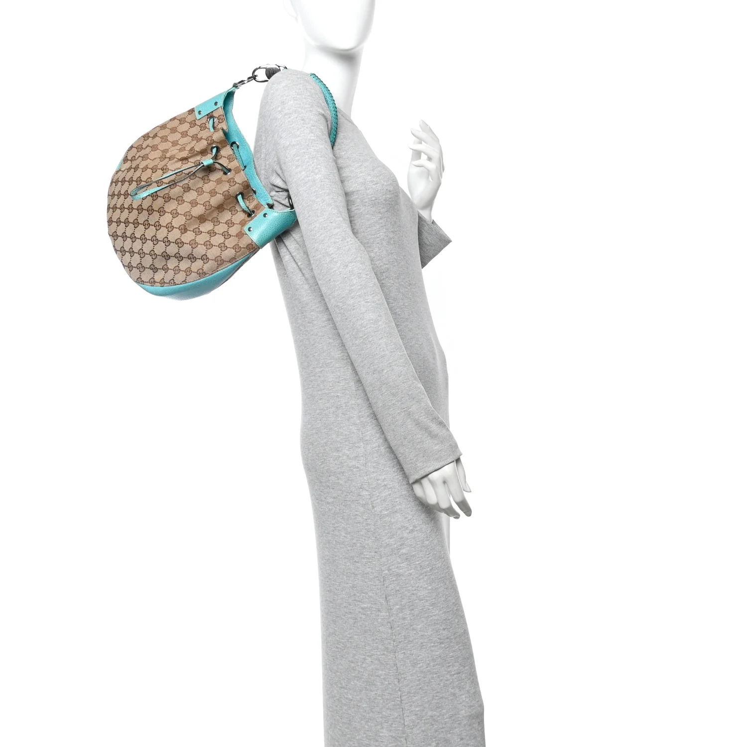 Monogram Drawstring Hobo Turquoise - Image 2