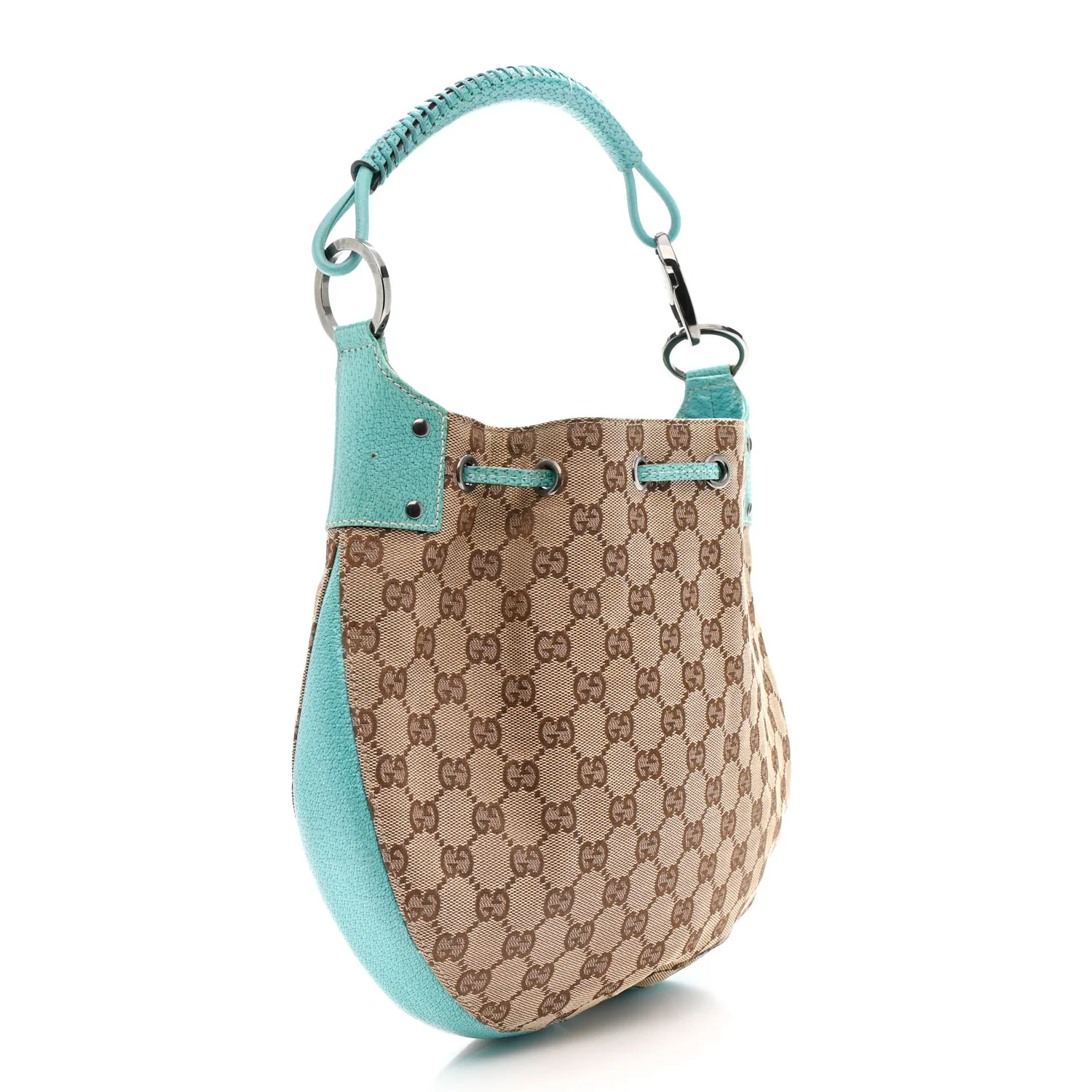Monogram Drawstring Hobo Turquoise - Image 3
