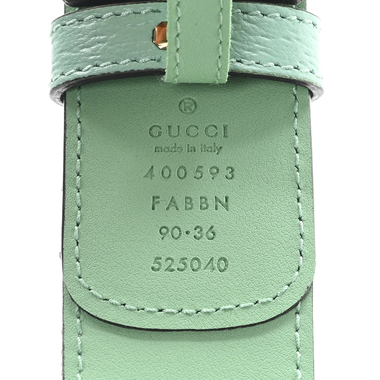 Monogram Jumbo GG Textured Dollar Calfskin Double G 40mm Belt 90 36 Mint Green - Image 3