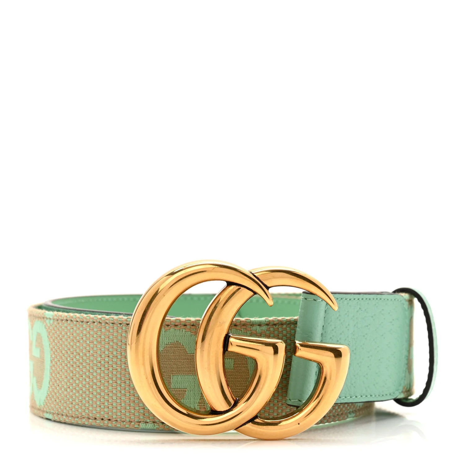 Monogram Jumbo GG Textured Dollar Calfskin Double G 75 30 Belt Mint Green