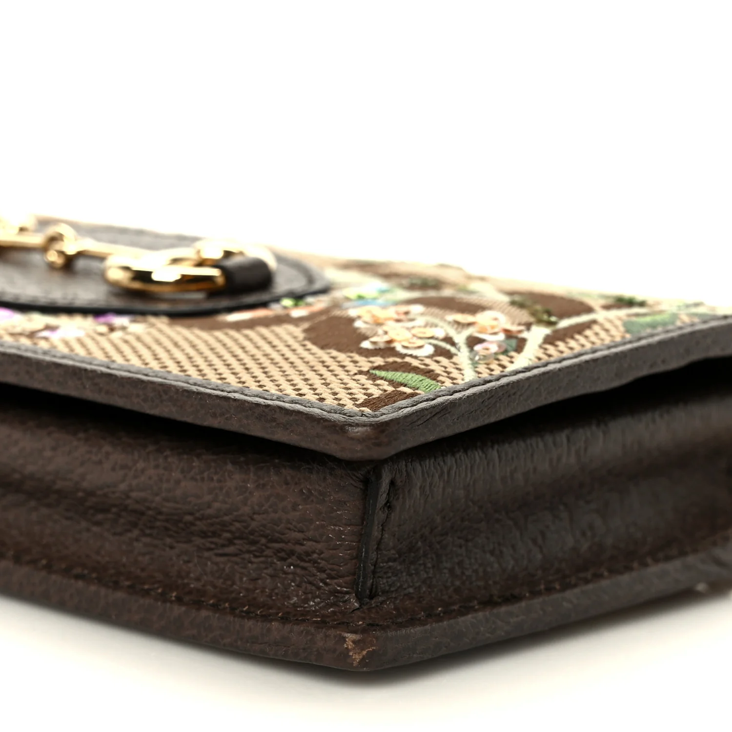 Monogram Jumbo GG Textured Dollar Calfskin Embroidered Horsebit 1955 Wallet On Chain Camel Ebony New Acero Multicolor - Image 10