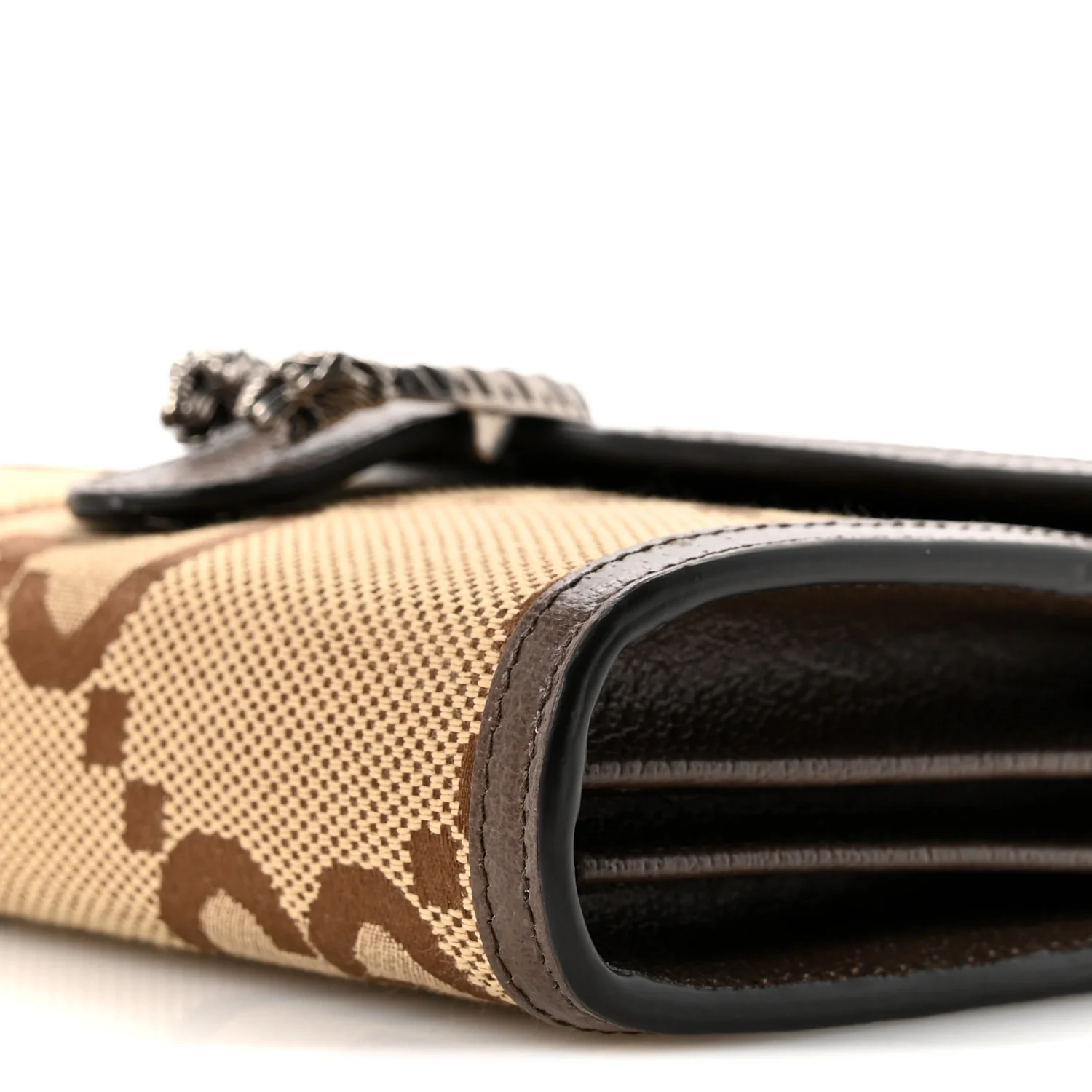 Monogram Jumbo GG Textured Dollar Calfskin Mini Dionysus Chain Wallet Camel Ebony New Acero - Image 10