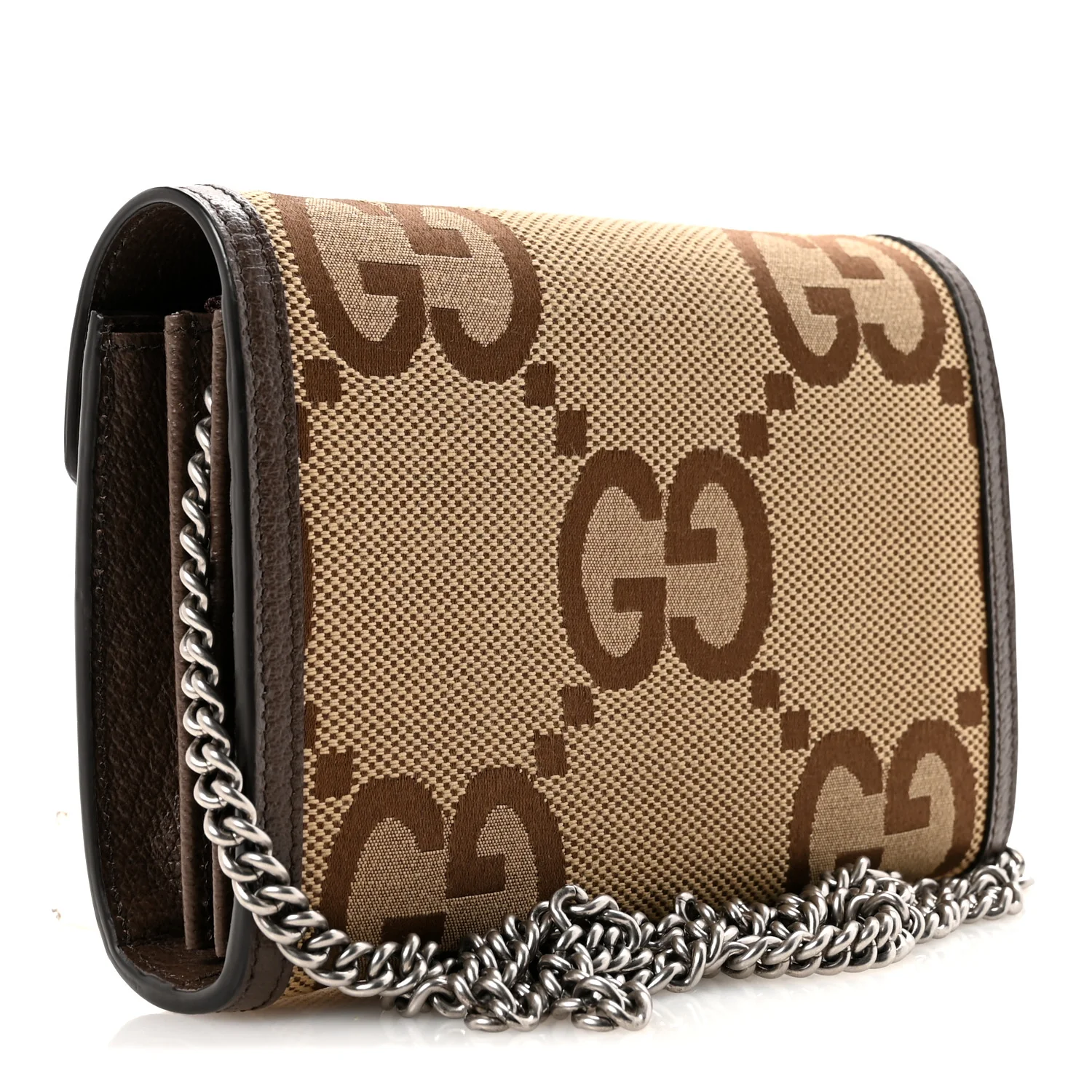 Monogram Jumbo GG Textured Dollar Calfskin Mini Dionysus Chain Wallet Camel Ebony New Acero - Image 3