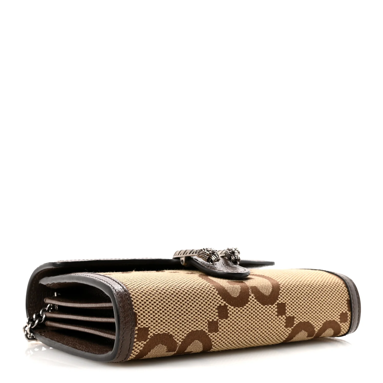 Monogram Jumbo GG Textured Dollar Calfskin Mini Dionysus Chain Wallet Camel Ebony New Acero - Image 4