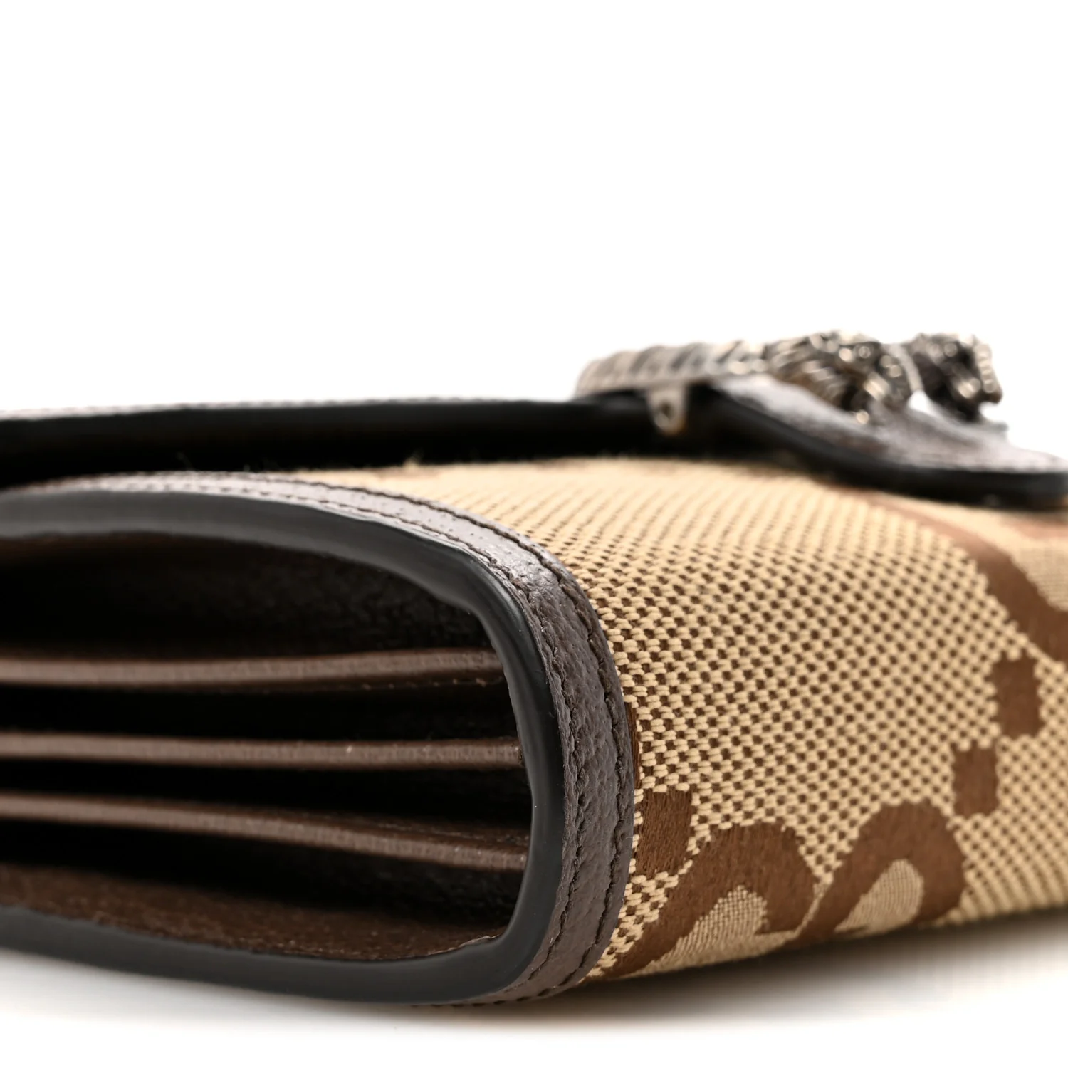 Monogram Jumbo GG Textured Dollar Calfskin Mini Dionysus Chain Wallet Camel Ebony New Acero - Image 9