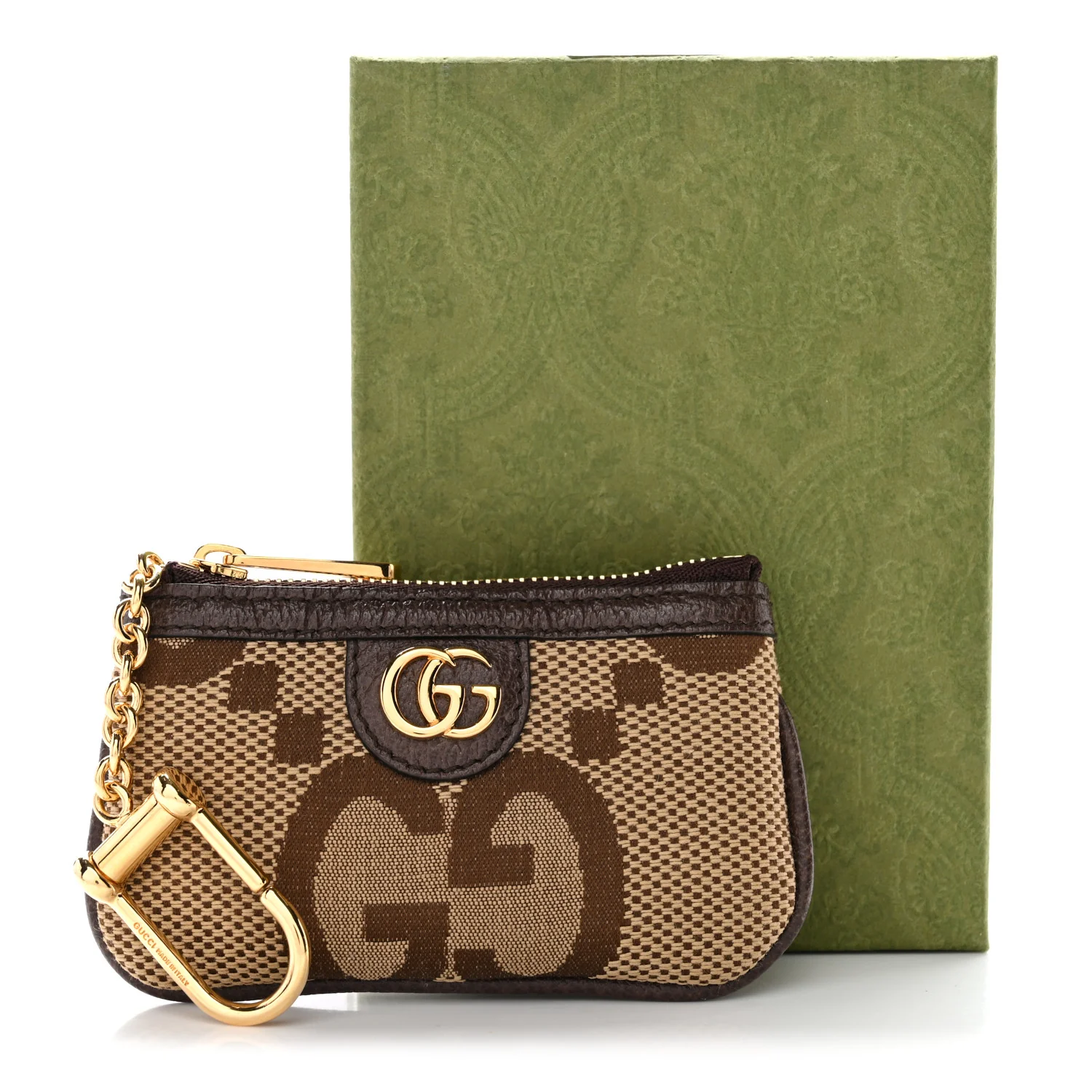 Monogram Jumbo GG Textured Dollar Calfskin Ophidia Key Case Camel Ebony New Acero - Image 8