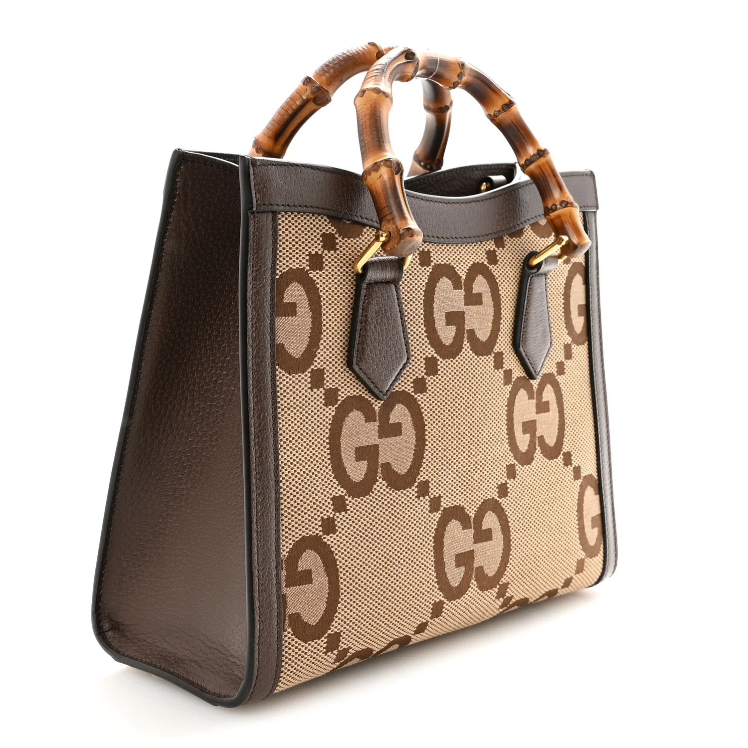 Monogram Jumbo GG Textured Dollar Calfskin Small Diana Tote Bag Camel Ebony New Acero - Image 3